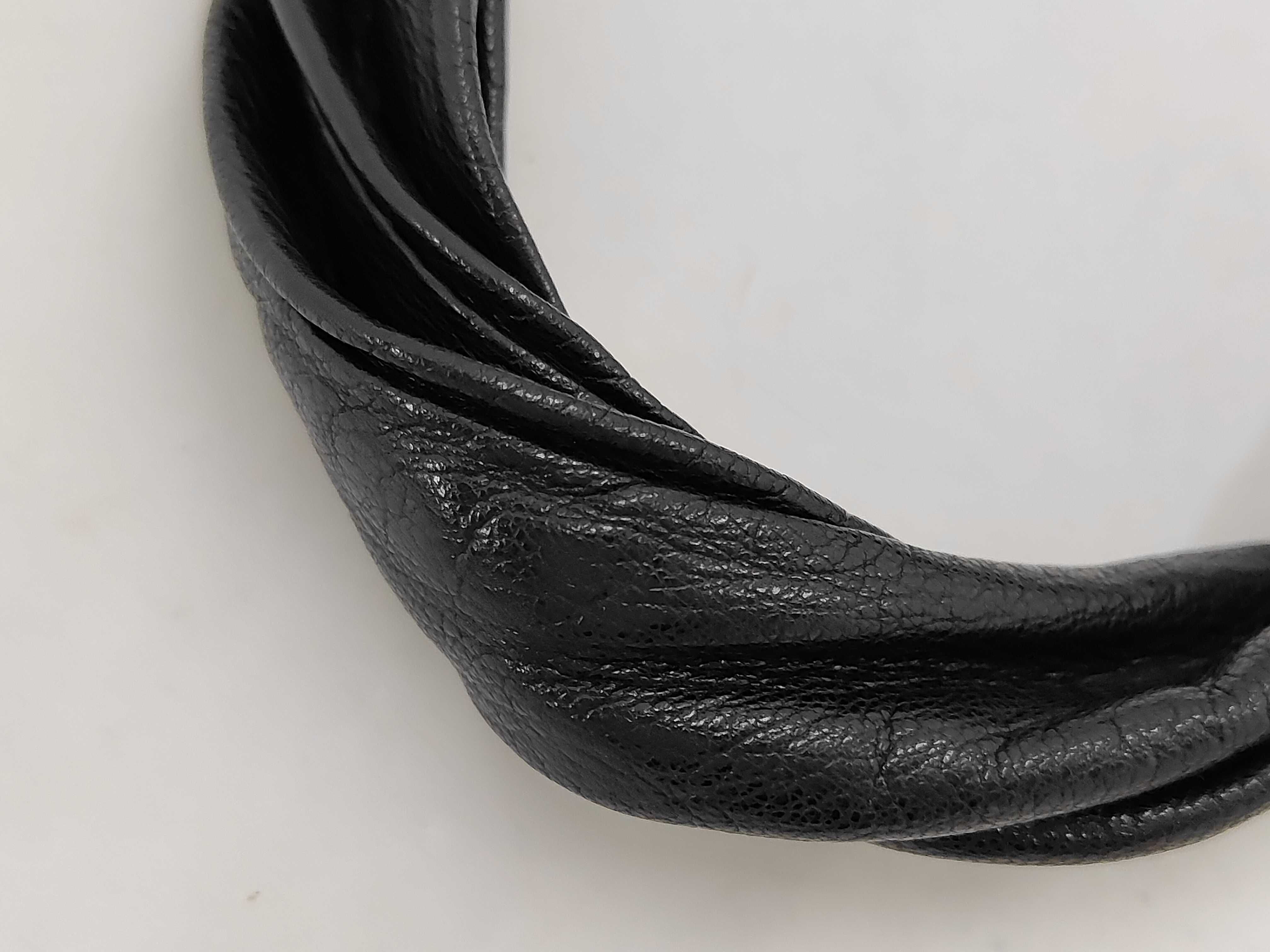 leather handbag, black, with frills. — view 6