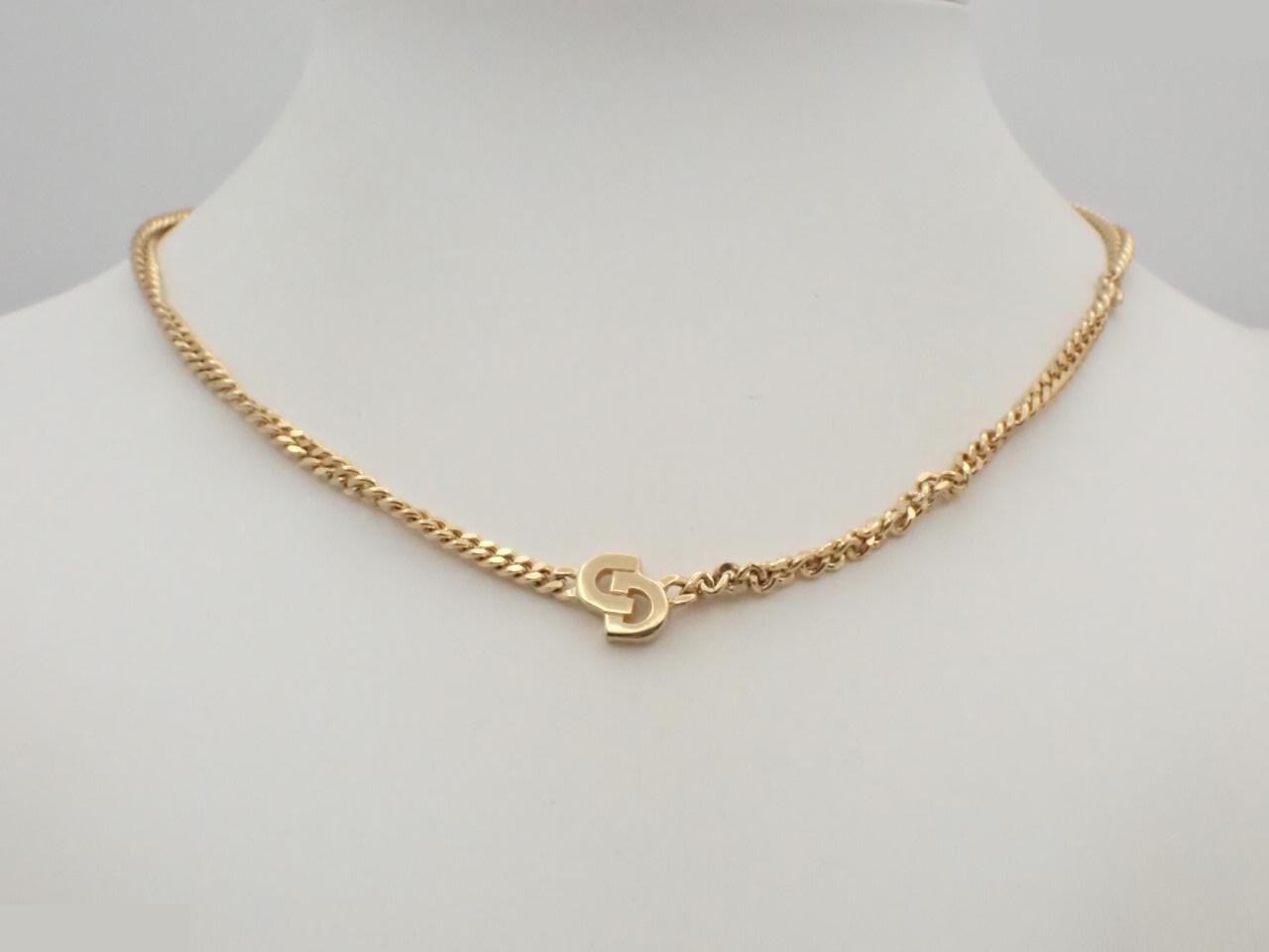 CD logo necklace, gold color — view 3
