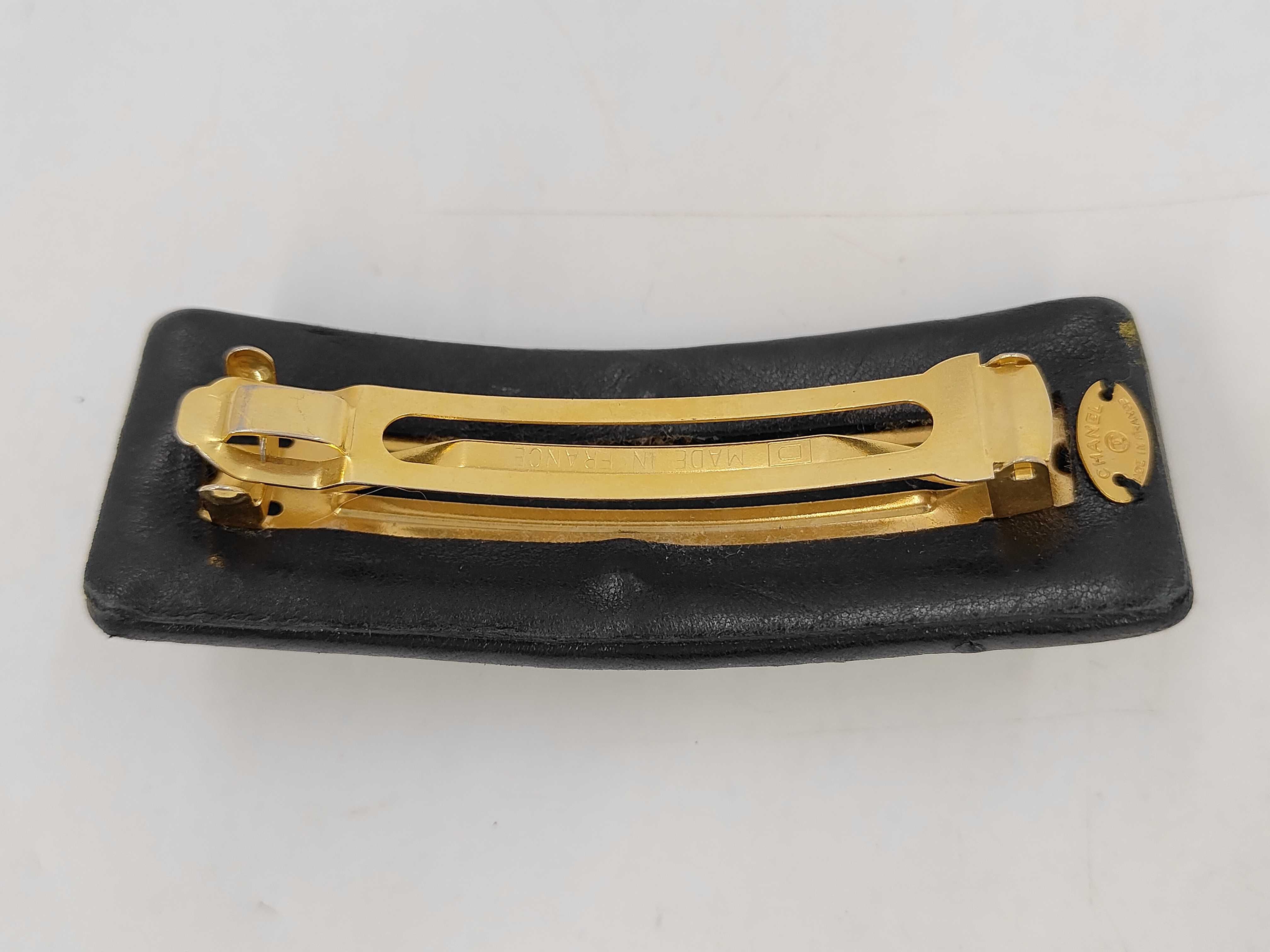 Coco Mark Turnlock Leather Barrette Hair Accessory — view 2