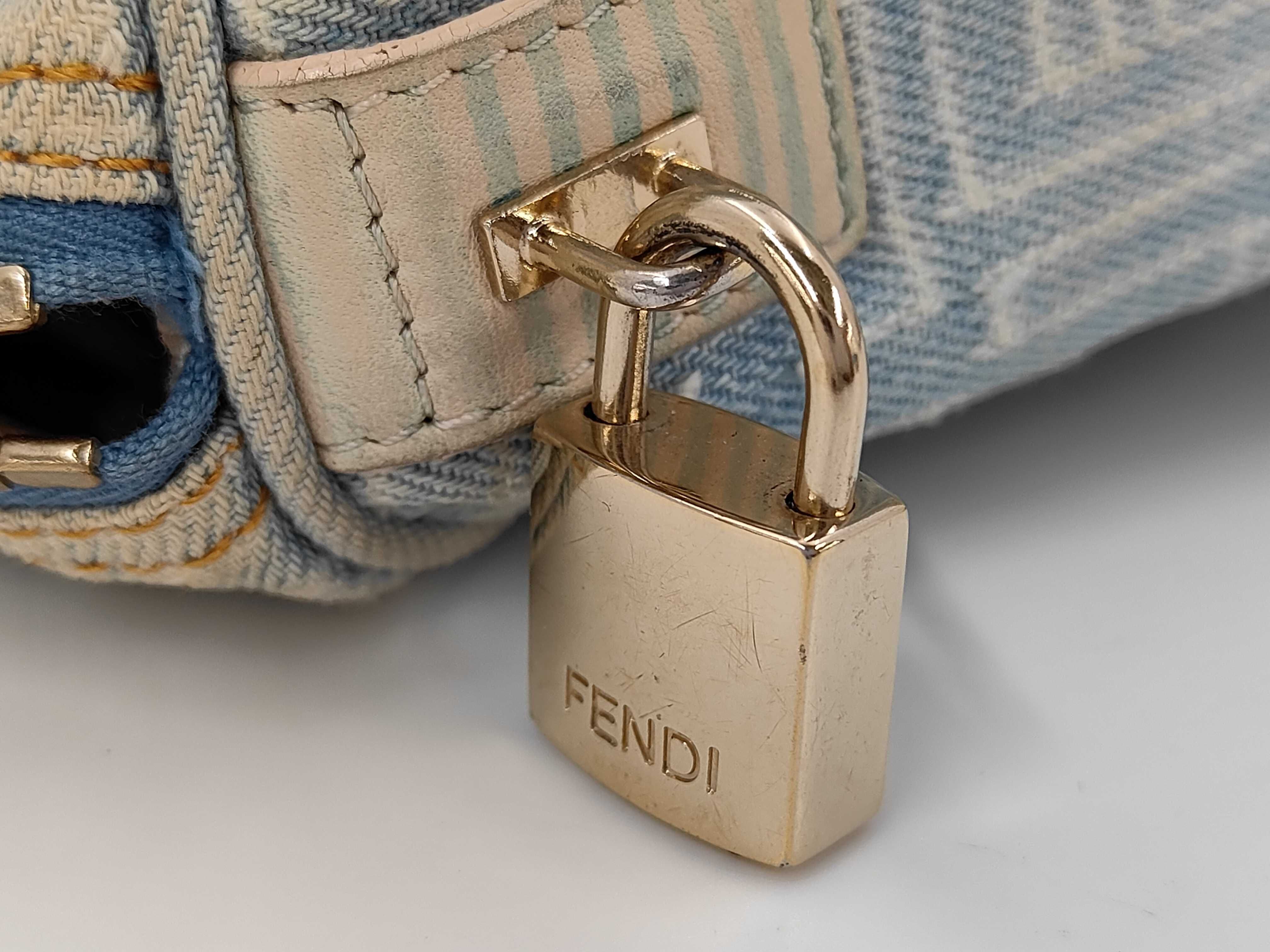 Zucchino FF Logo Denim Baguette Mini Boston Bag Handbag — view 11