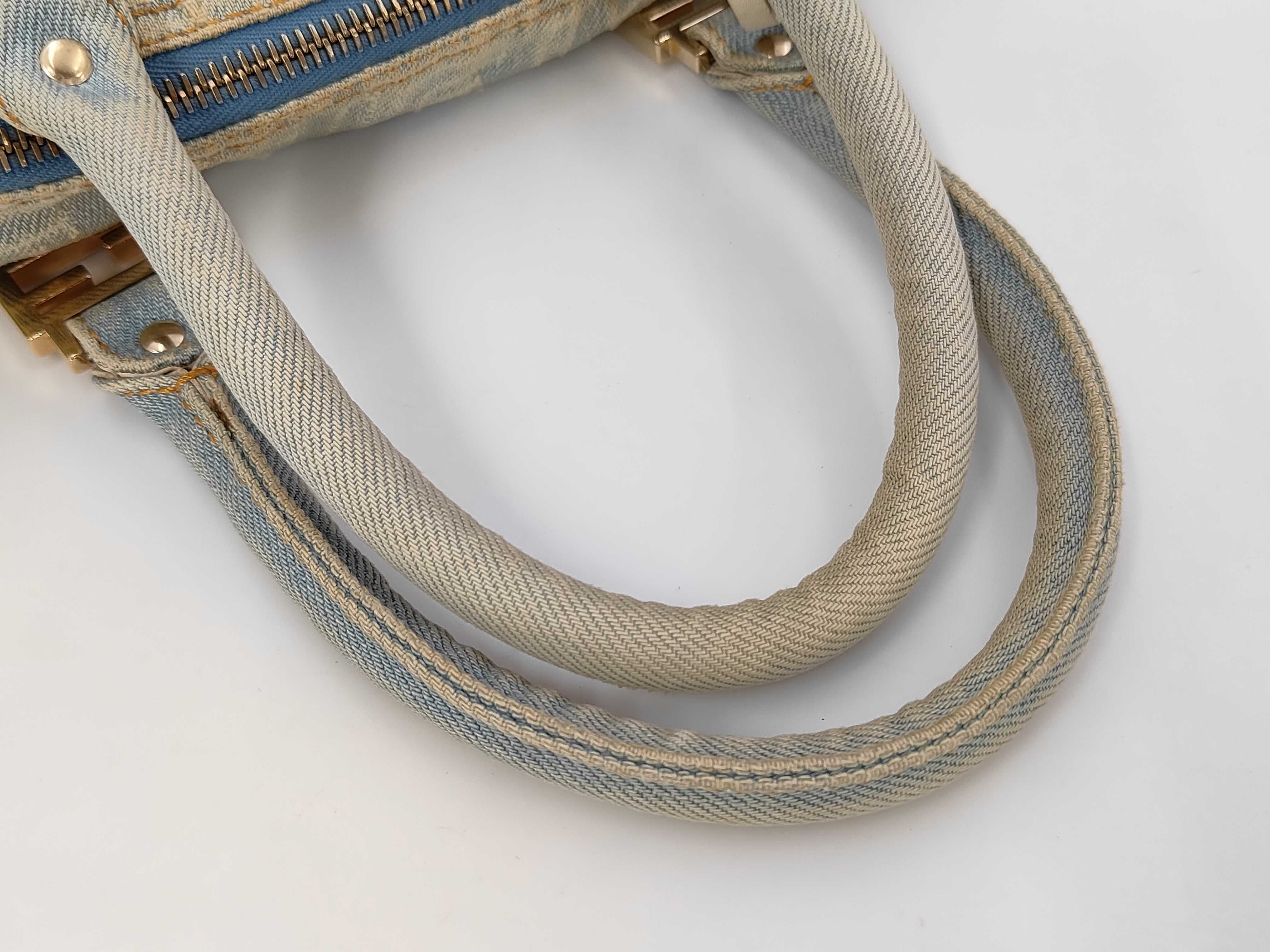Zucchino FF Logo Denim Baguette Mini Boston Bag Handbag — view 5