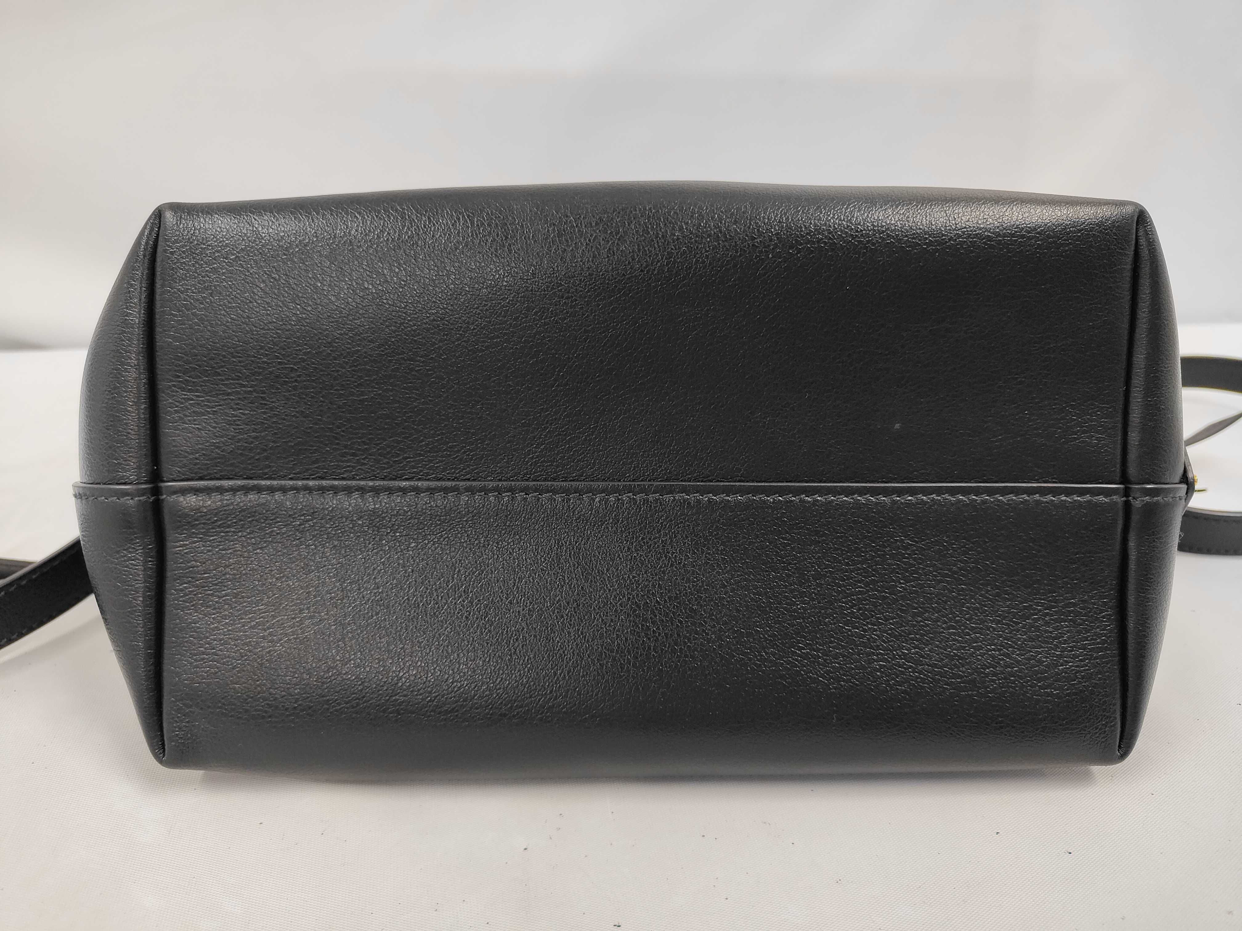 1BA111 Leather Handbag, Black with Gold Hardware, Includes Shoulder Strap, Card Holder, Charm, and Dust Bag. — view 3