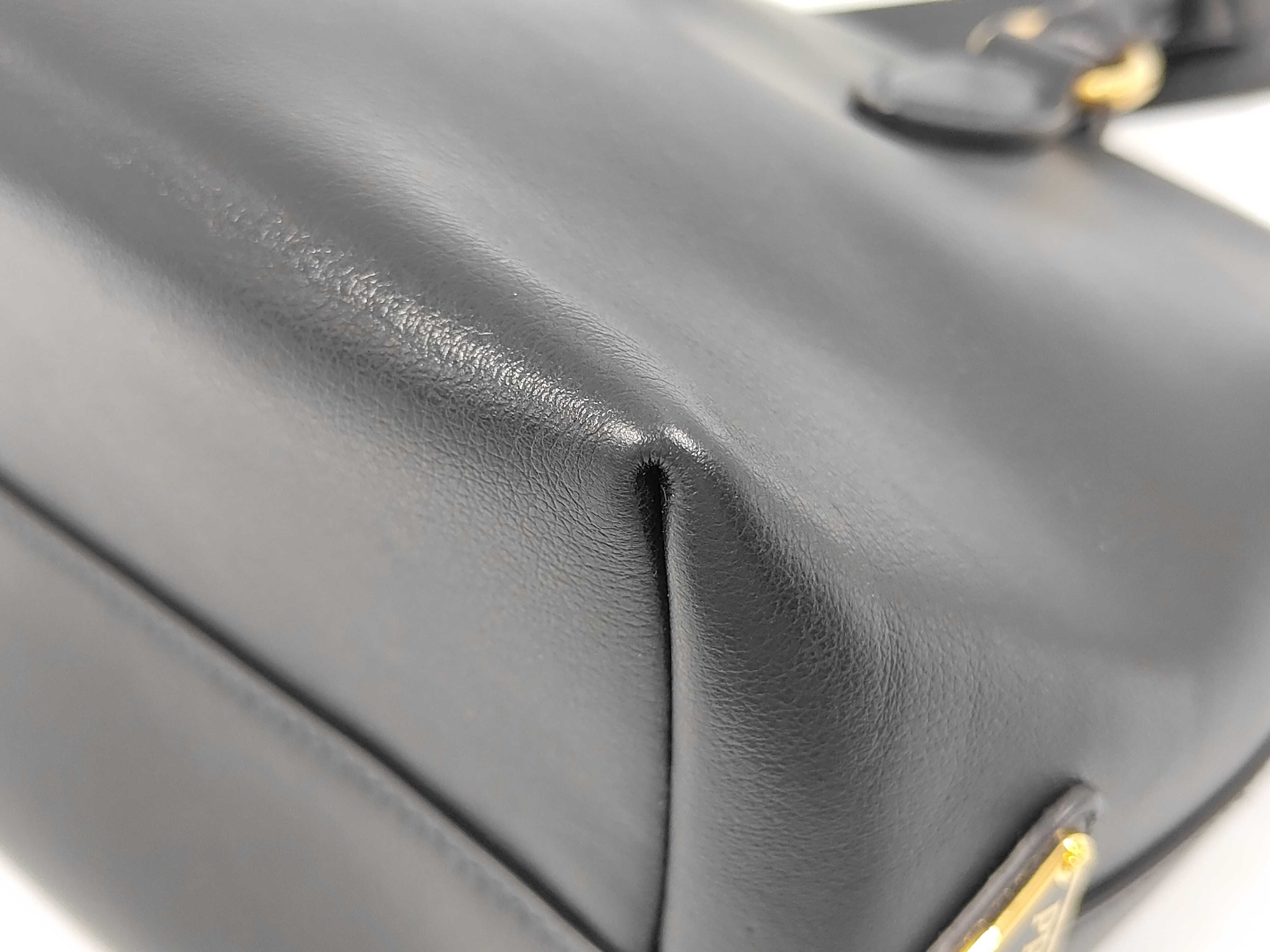 1BA111 Leather Handbag, Black with Gold Hardware, Includes Shoulder Strap, Card Holder, Charm, and Dust Bag. — view 4