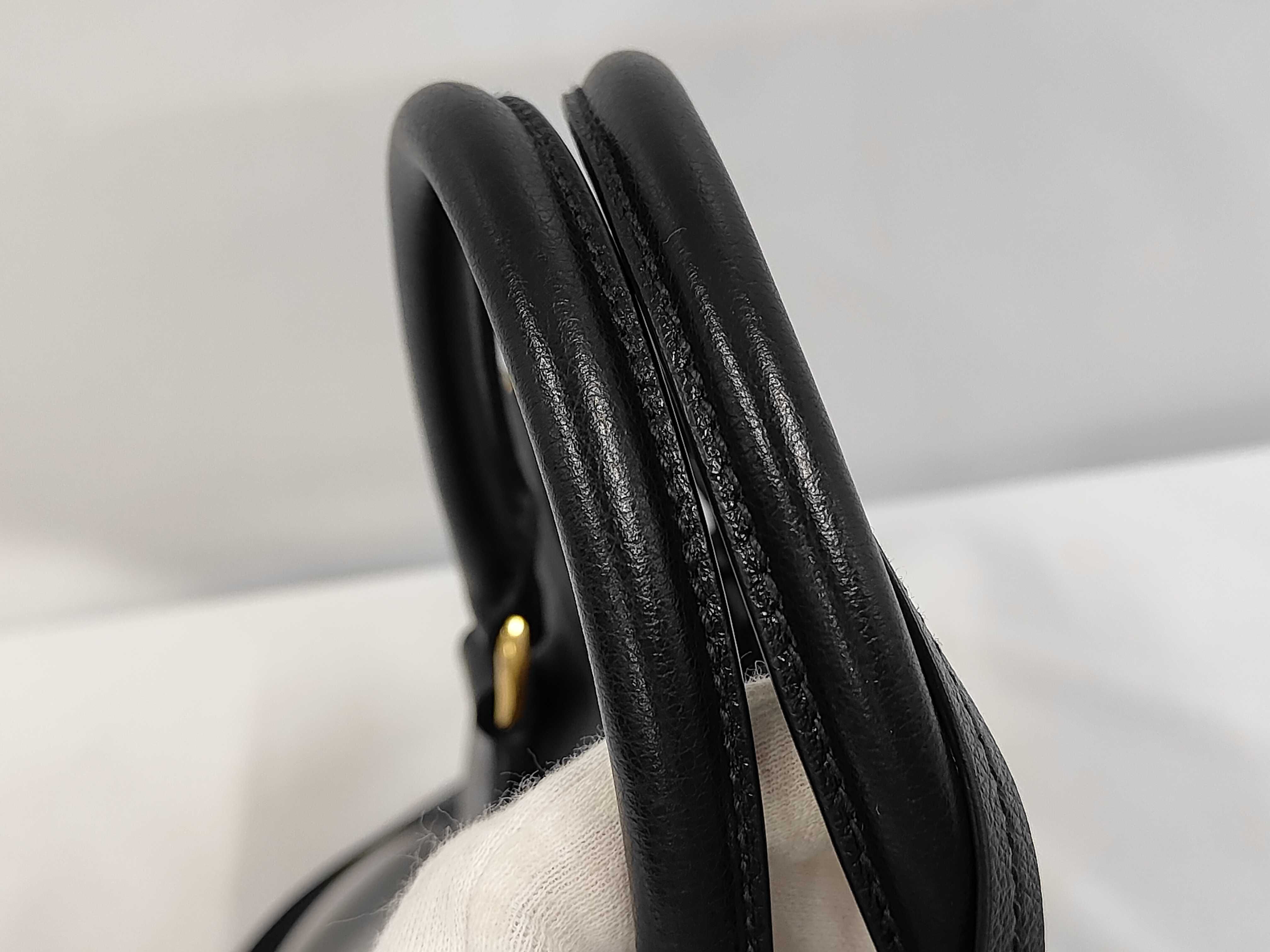 1BA111 Leather Handbag, Black with Gold Hardware, Includes Shoulder Strap, Card Holder, Charm, and Dust Bag. — view 5