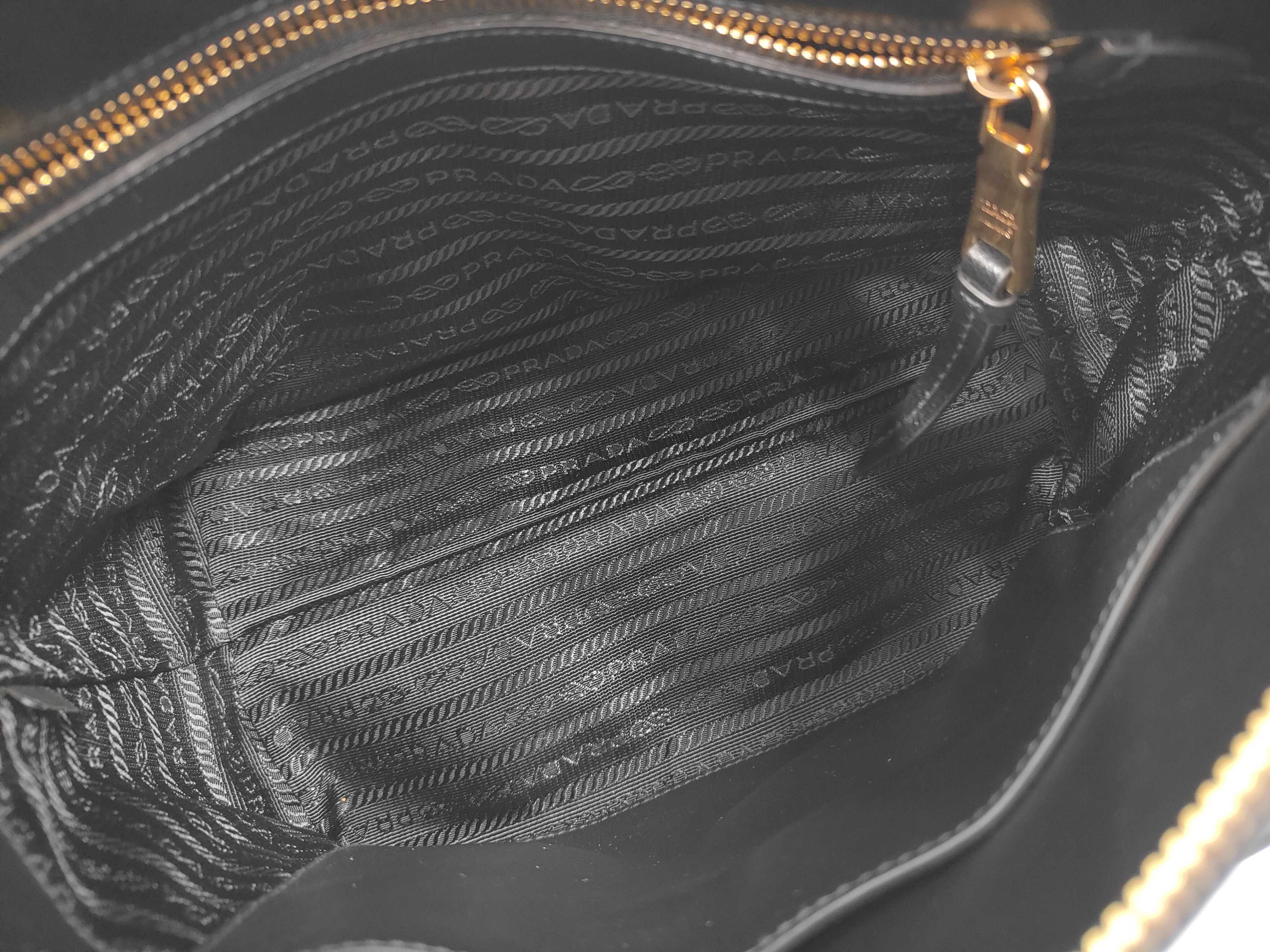 1BA111 Leather Handbag, Black with Gold Hardware, Includes Shoulder Strap, Card Holder, Charm, and Dust Bag. — view 7