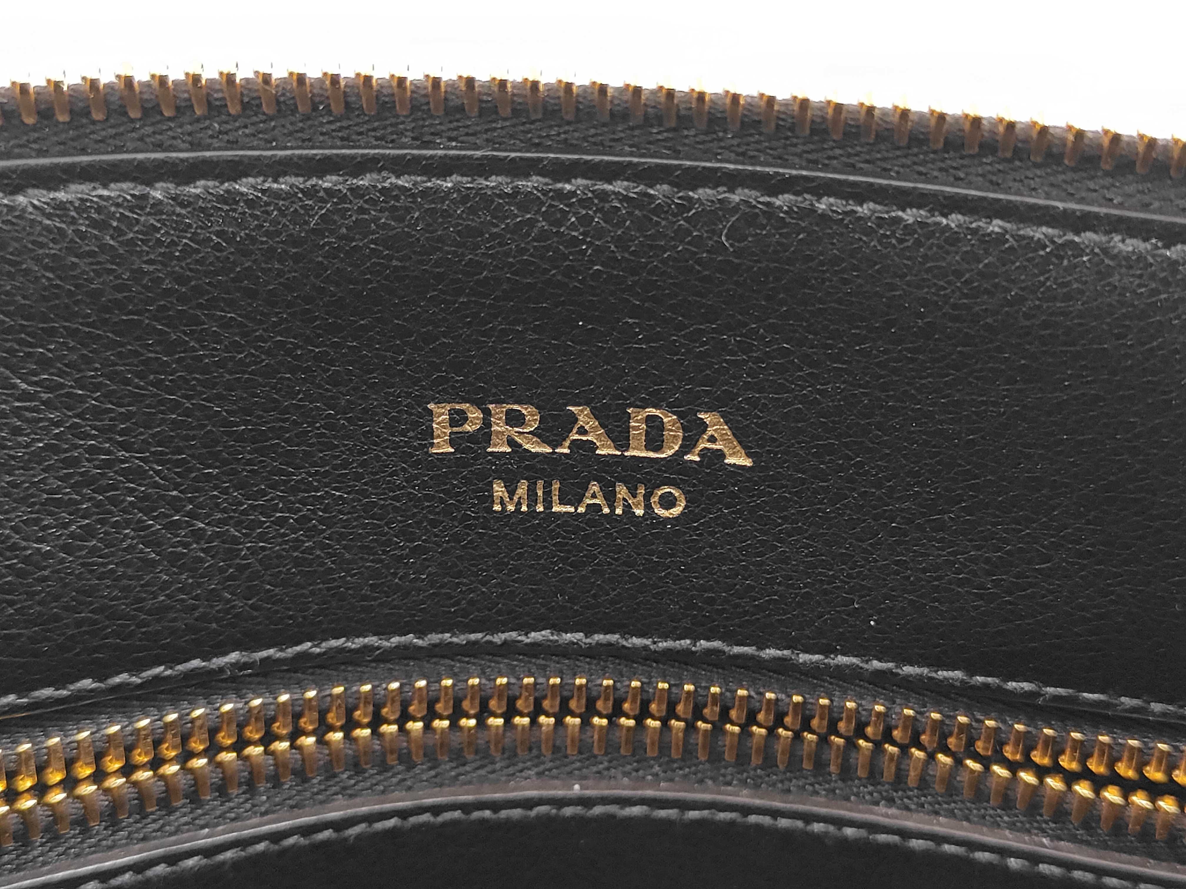 1BA111 Leather Handbag, Black with Gold Hardware, Includes Shoulder Strap, Card Holder, Charm, and Dust Bag. — view 8