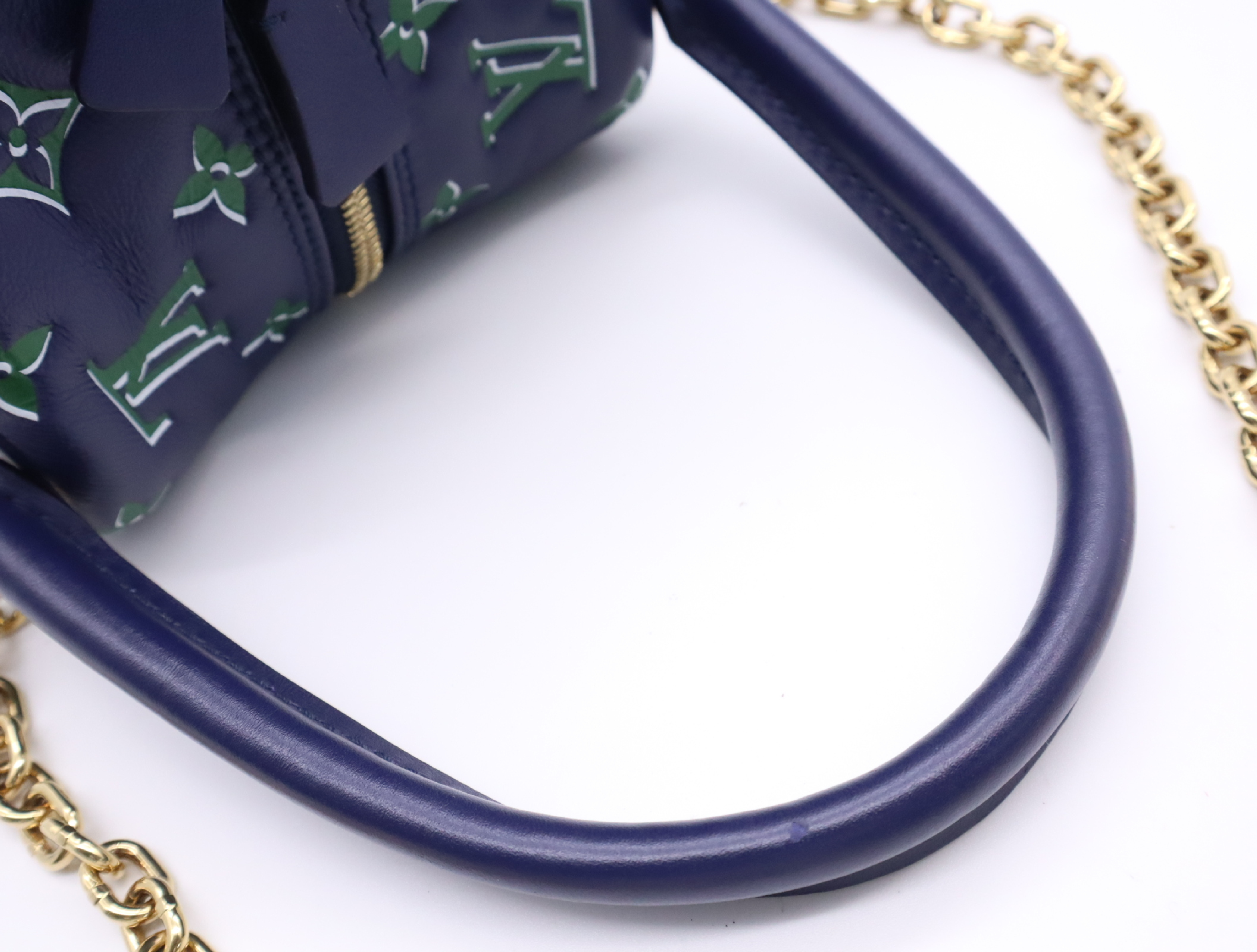 M23464 Monogram Square Bag, Blue/Green, with Chain Shoulder Strap and Dust Bag. — view 11