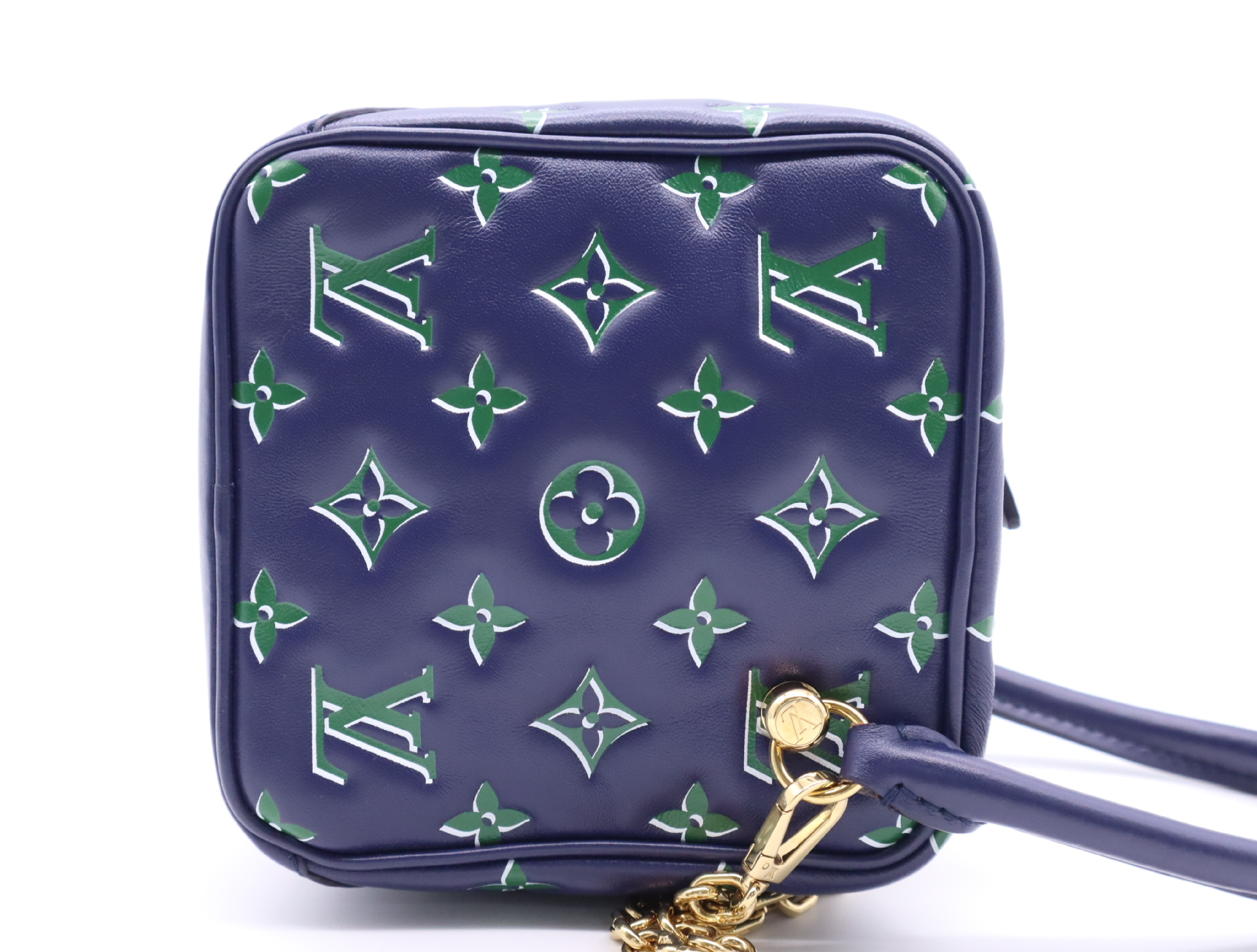 M23464 Monogram Square Bag, Blue/Green, with Chain Shoulder Strap and Dust Bag. — view 5