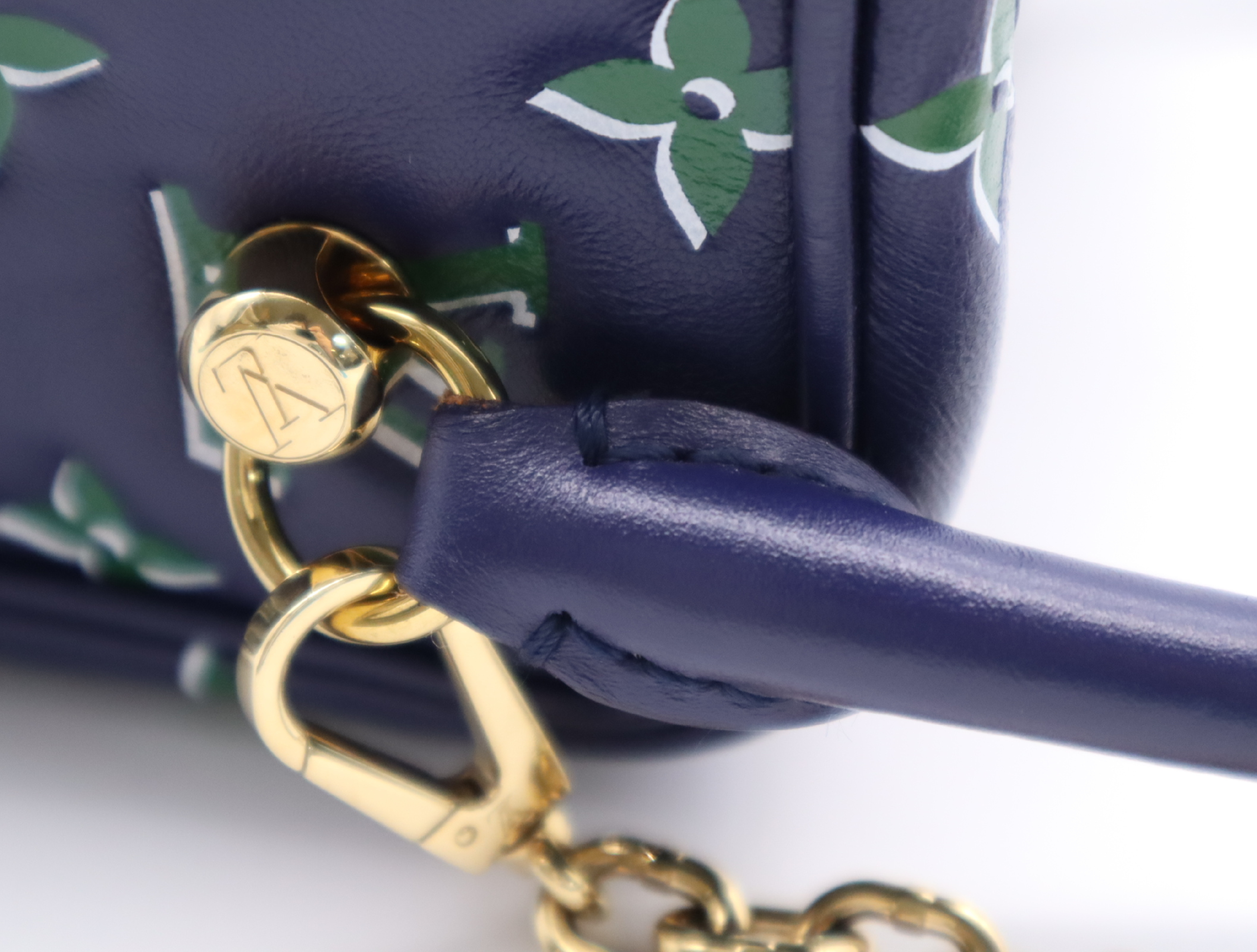 M23464 Monogram Square Bag, Blue/Green, with Chain Shoulder Strap and Dust Bag. — view 8