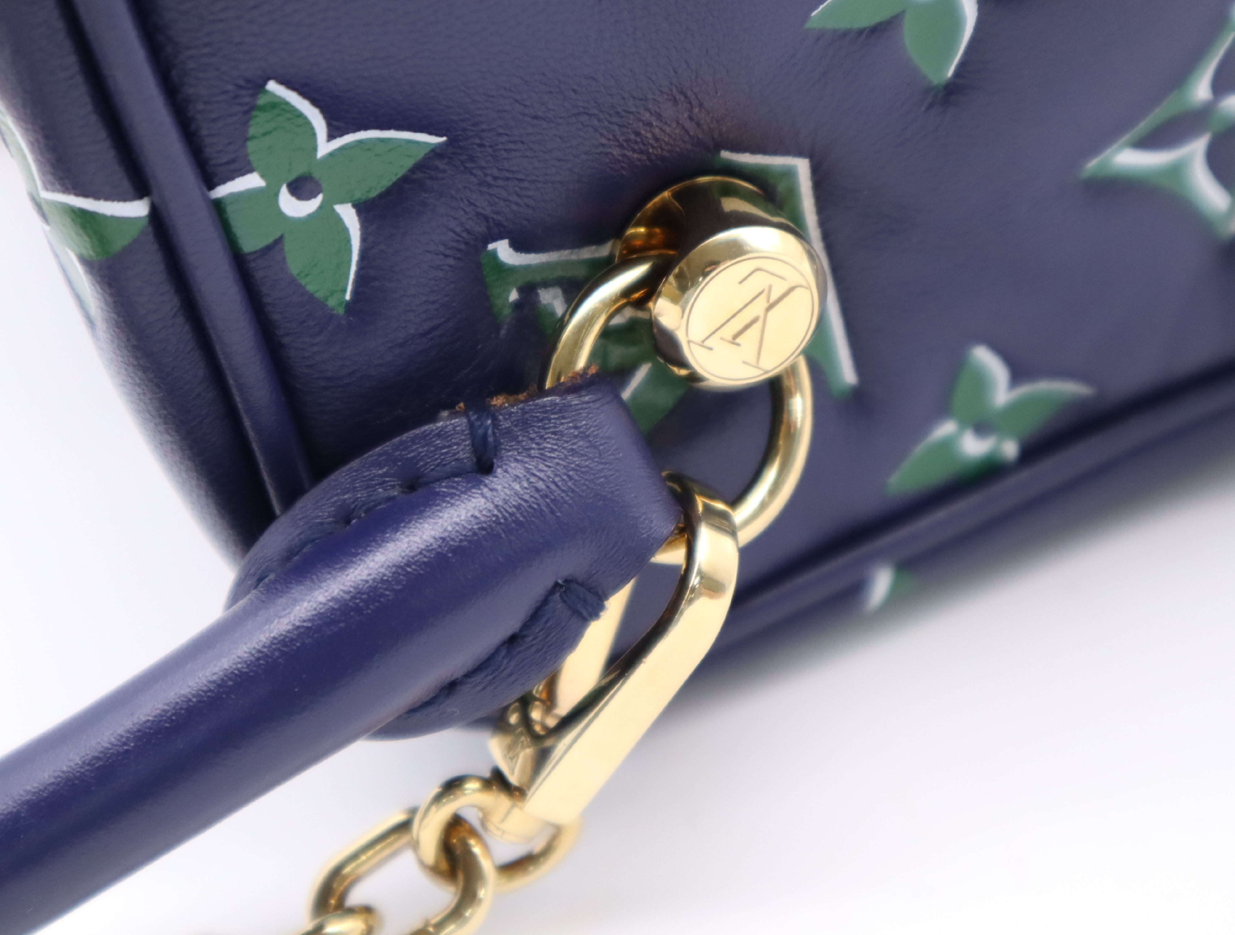 M23464 Monogram Square Bag, Blue/Green, with Chain Shoulder Strap and Dust Bag. — view 9