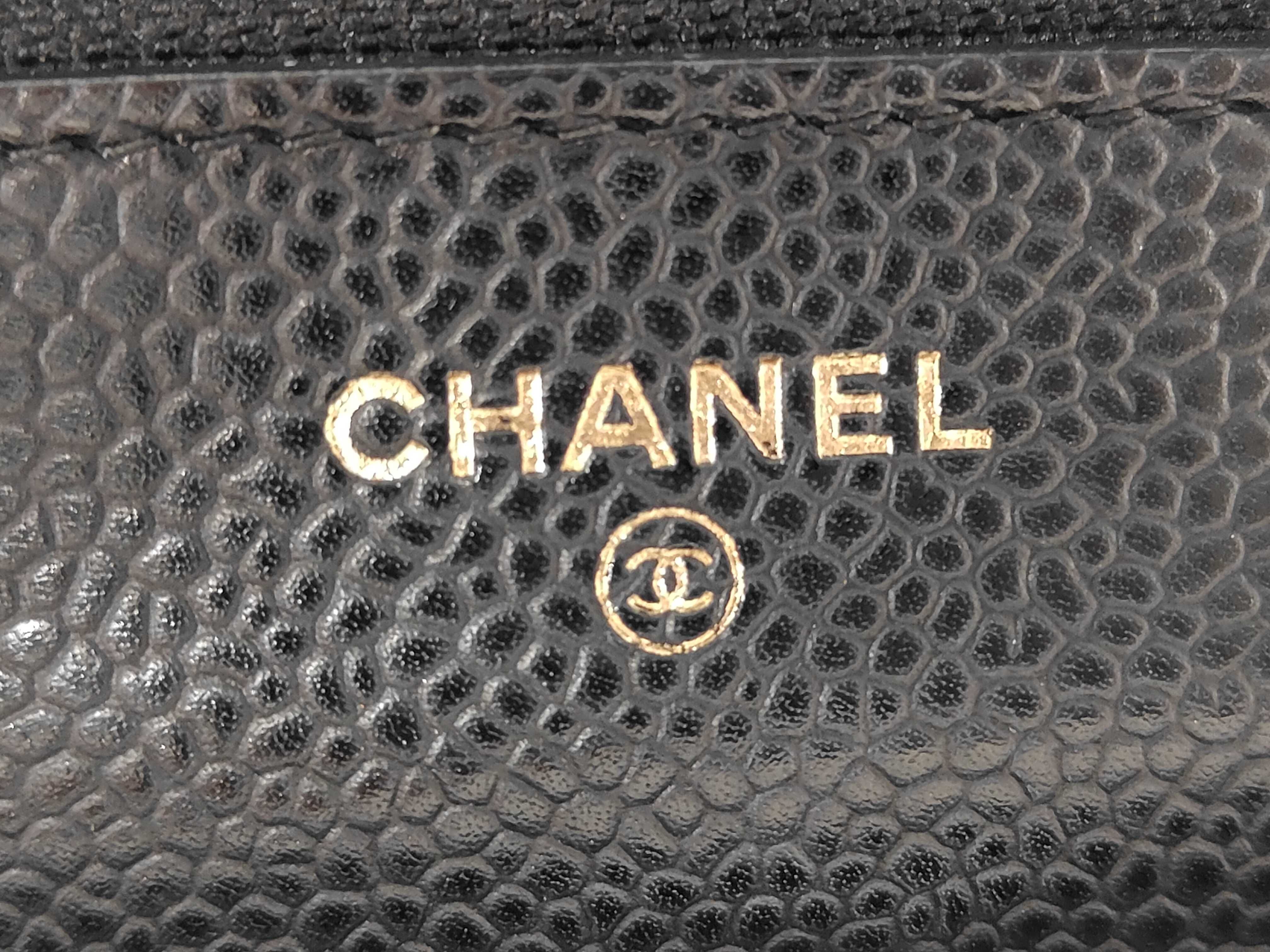 Matelassé Chain Wallet, Black Caviar Leather, Gold Hardware, Shoulder Bag — view 12