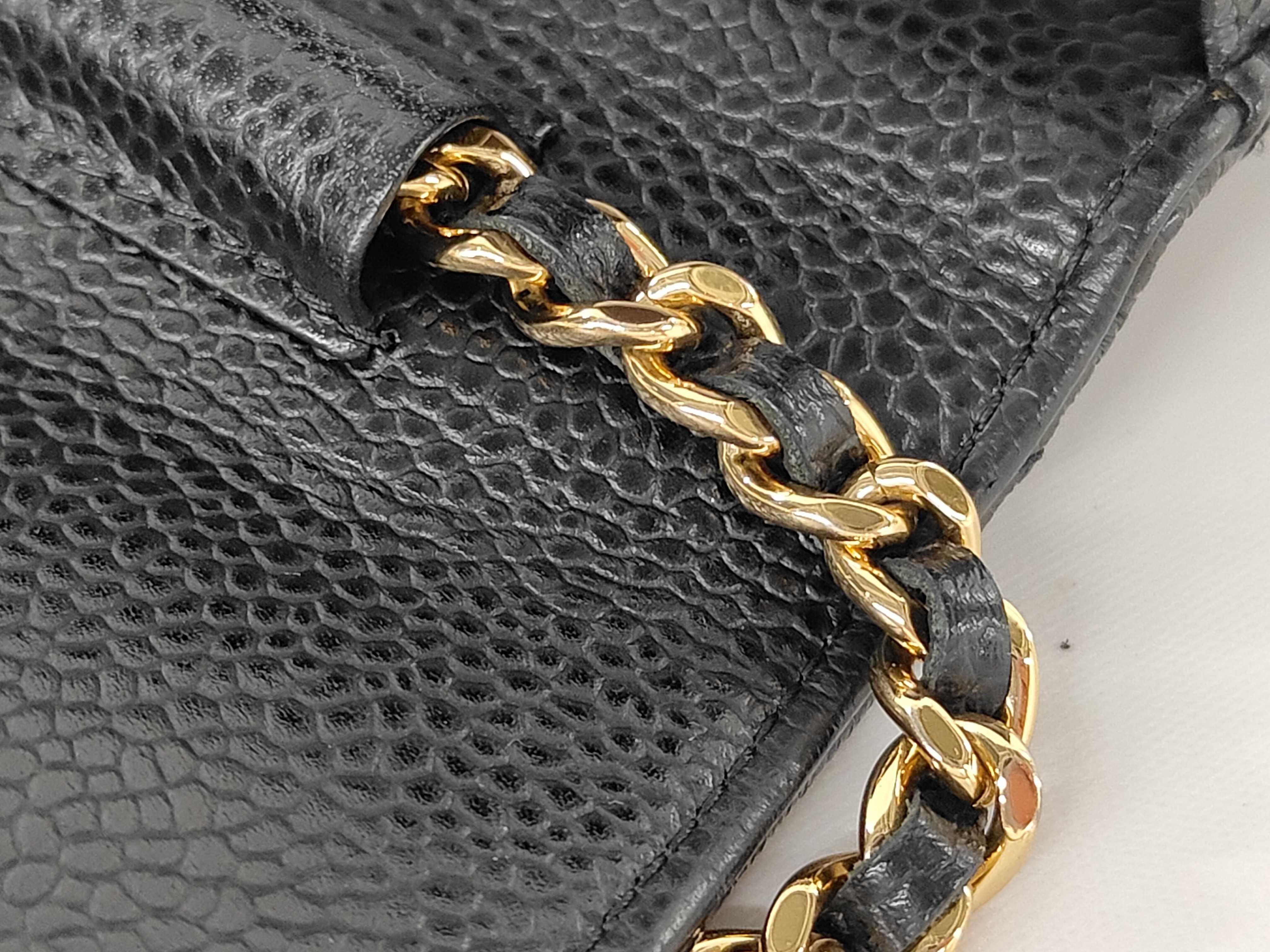 Matelassé Chain Wallet, Black Caviar Leather, Gold Hardware, Shoulder Bag — view 5