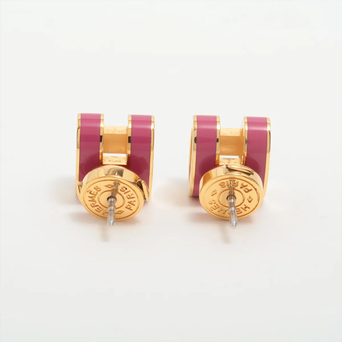 Pop H earrings (for both ears) GP Gold x Pink — view 2