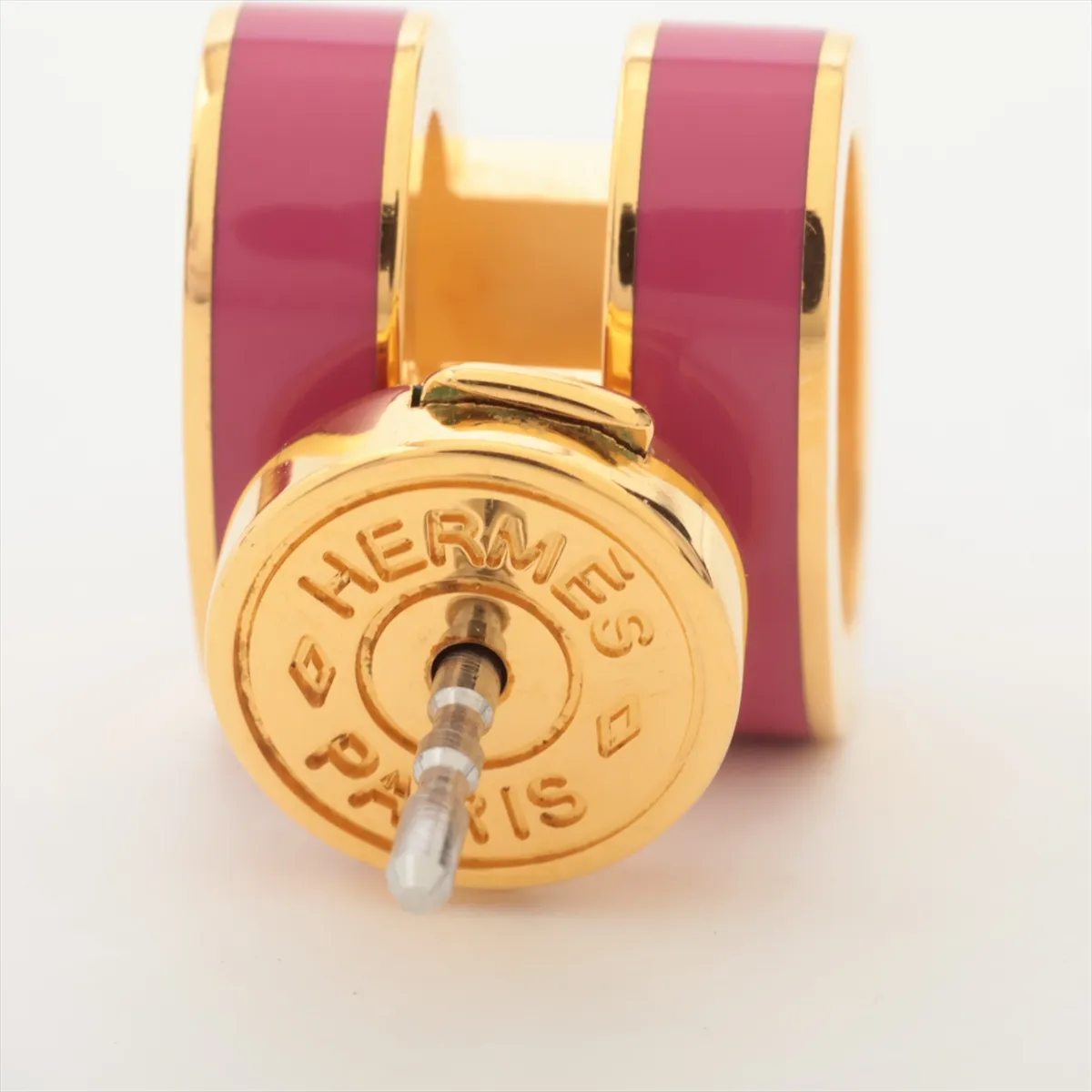 Pop H earrings (for both ears) GP Gold x Pink — view 5