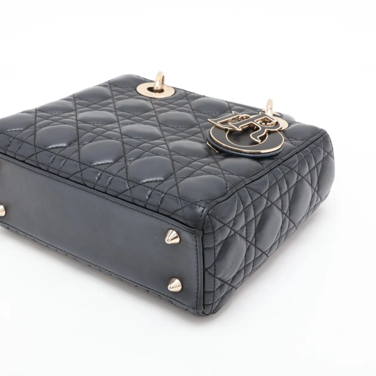 Cannage My Lady Dior Leather 2-Way Handbag, Black — view 3