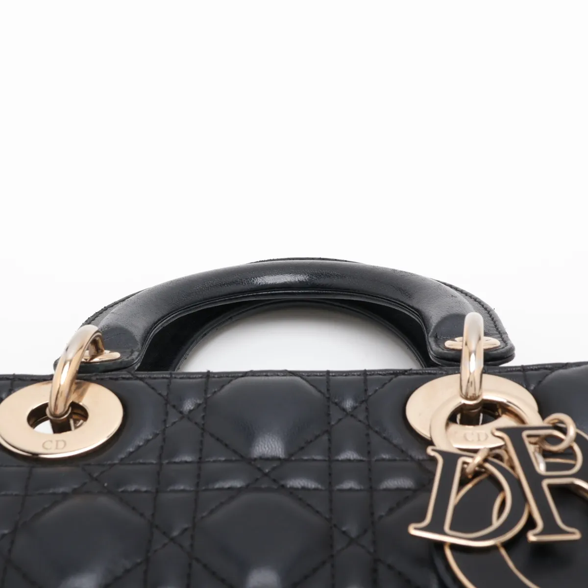 Cannage My Lady Dior Leather 2-Way Handbag, Black — view 6