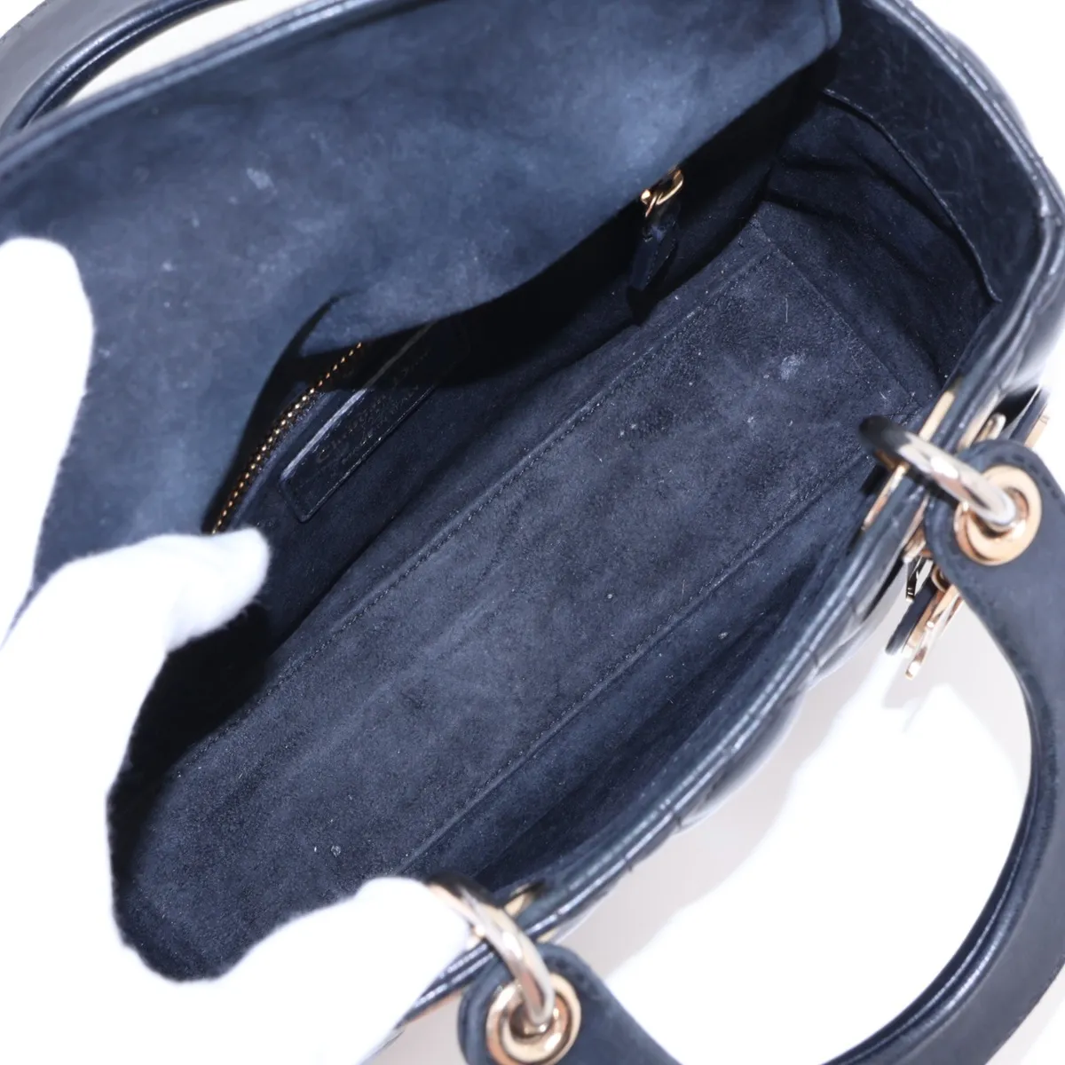 Cannage My Lady Dior Leather 2-Way Handbag, Black — view 8