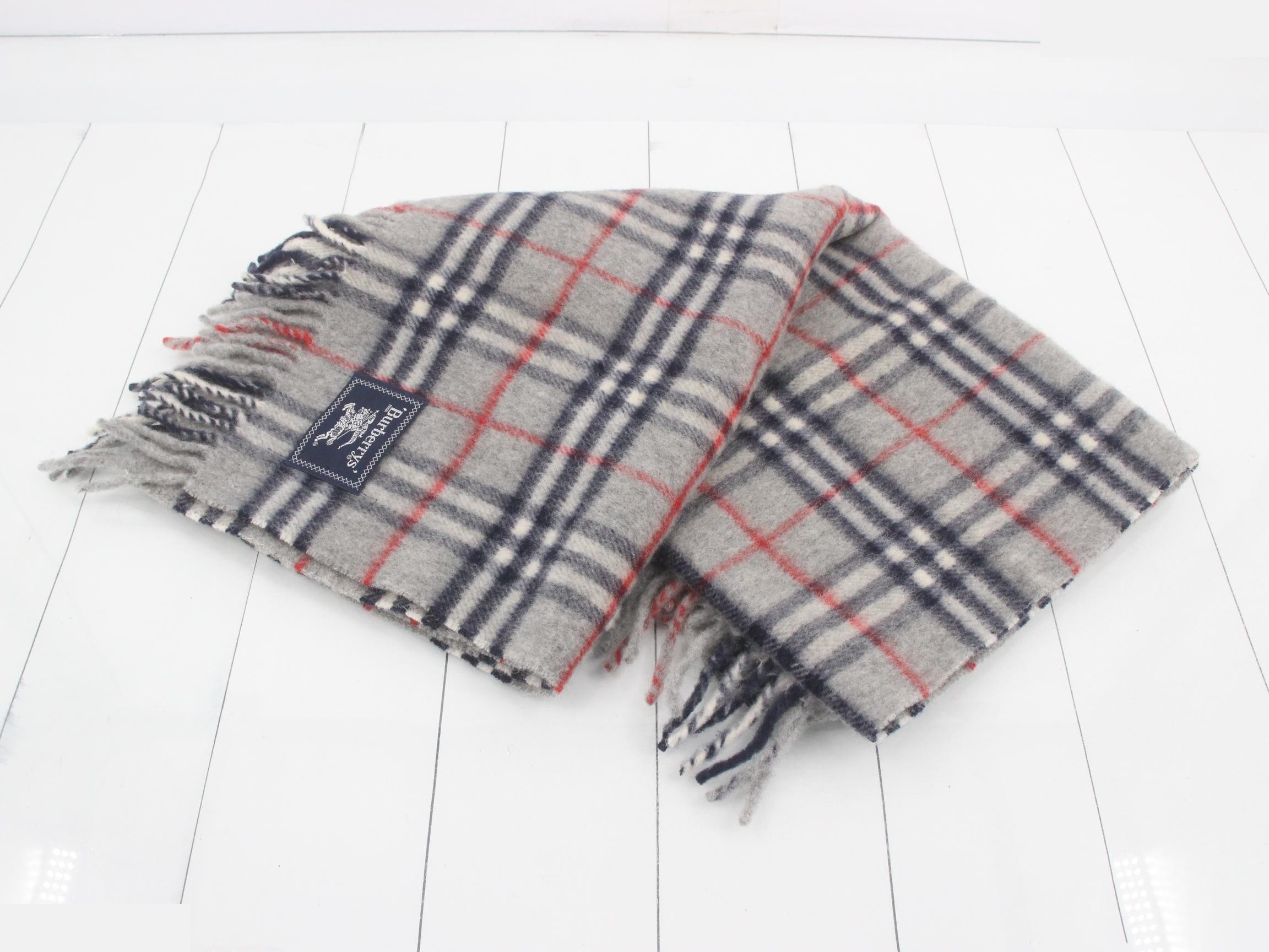 Tag attached. Burberry Nova Check lap blanket/shawl, gray. — view 2