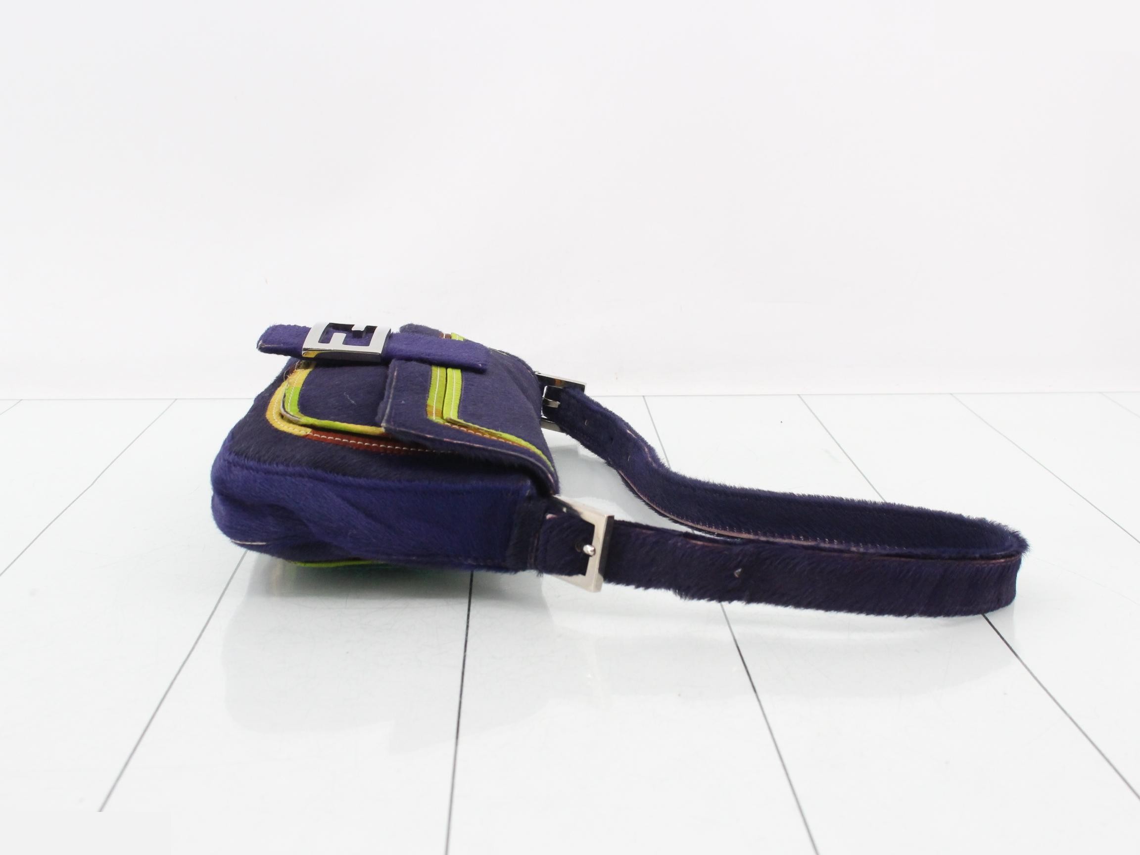 Mamma Bucket Calf Hair One-Shoulder Bag, Purple — view 3