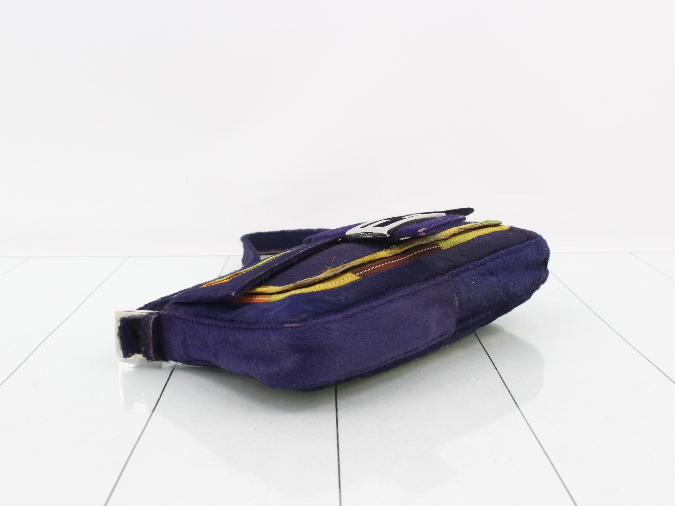 Mamma Bucket Calf Hair One-Shoulder Bag, Purple — view 5
