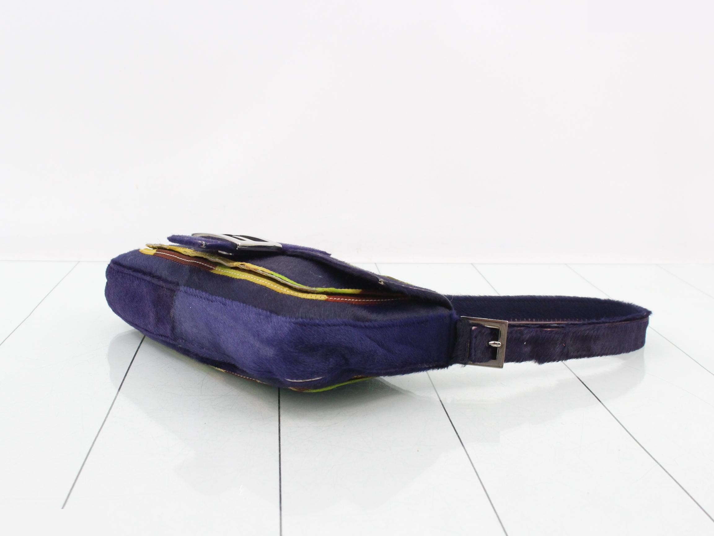 Mamma Bucket Calf Hair One-Shoulder Bag, Purple — view 6