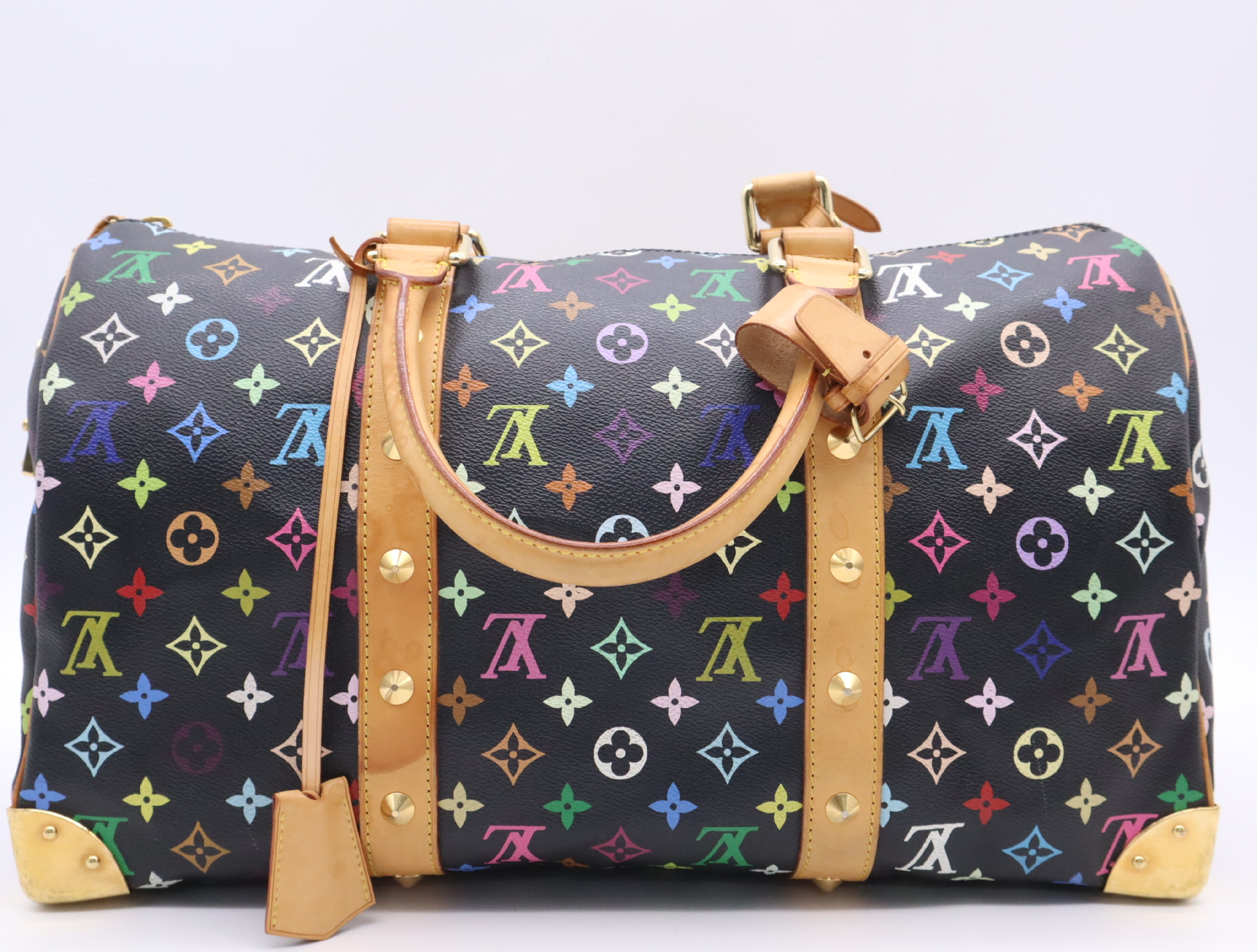 M92640 Multicolor Keepall 45 Noir Boston Bag with 2 Keys, Clochette, Name Tag, and Handle Strap — view 2