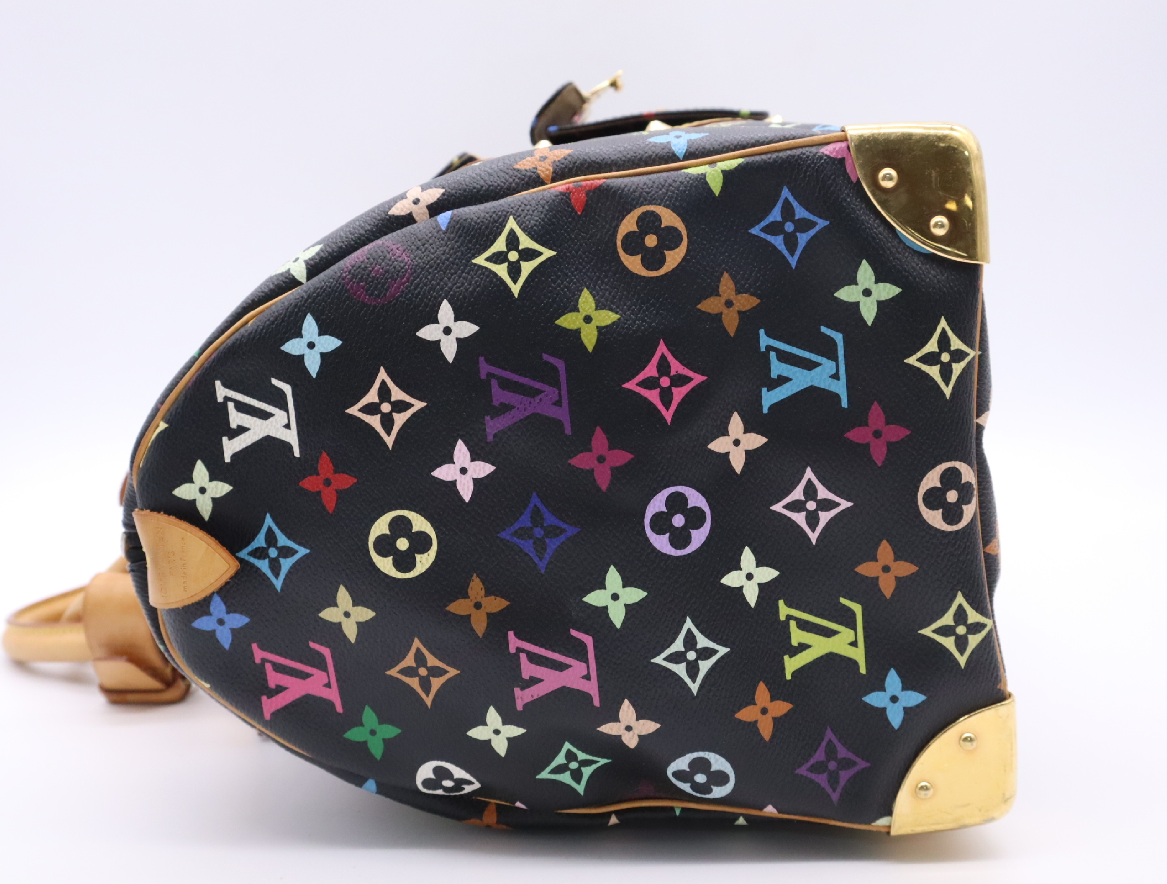 M92640 Multicolor Keepall 45 Noir Boston Bag with 2 Keys, Clochette, Name Tag, and Handle Strap — view 3