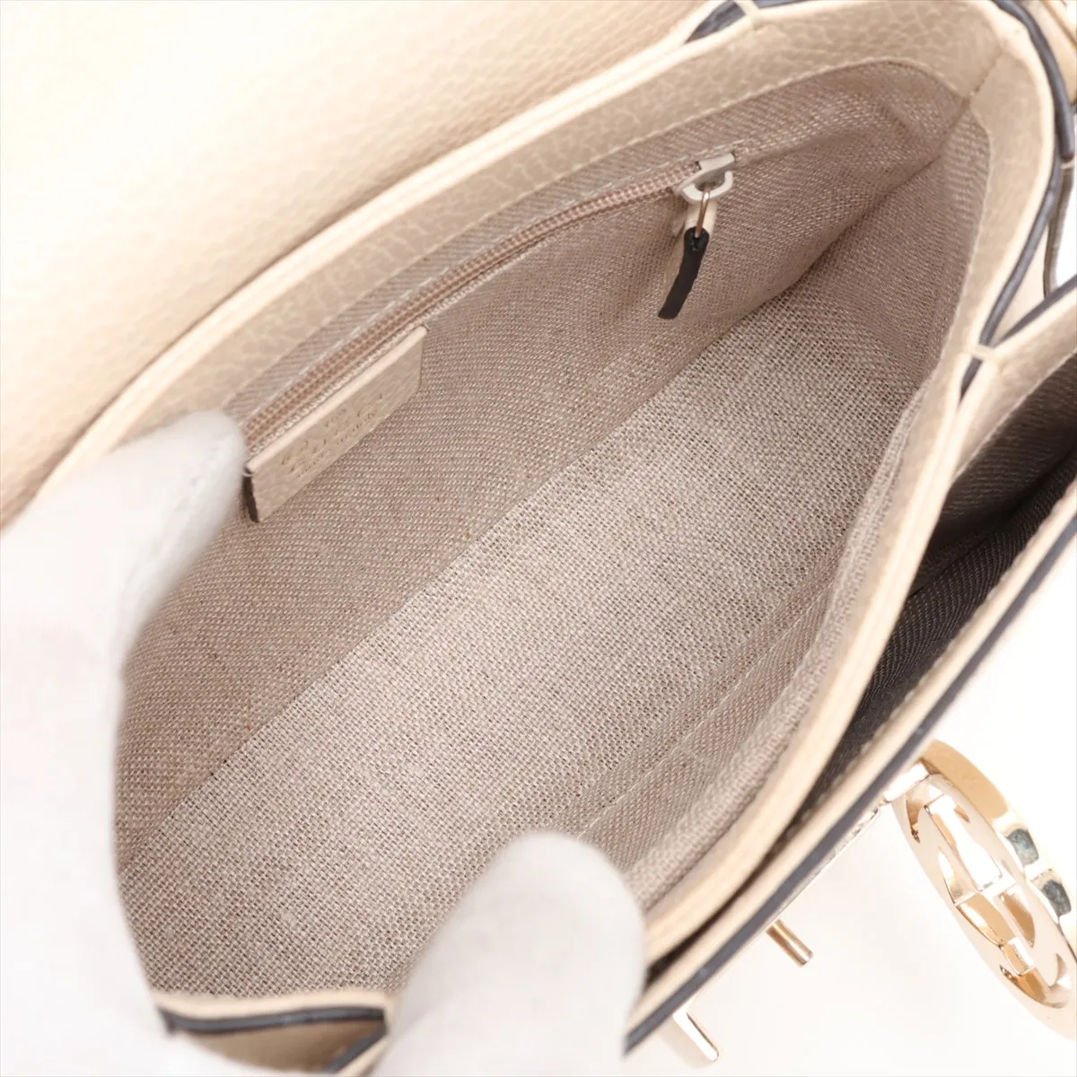 Interlocking G Leather Chain Shoulder Bag, White, 607720 — view 6