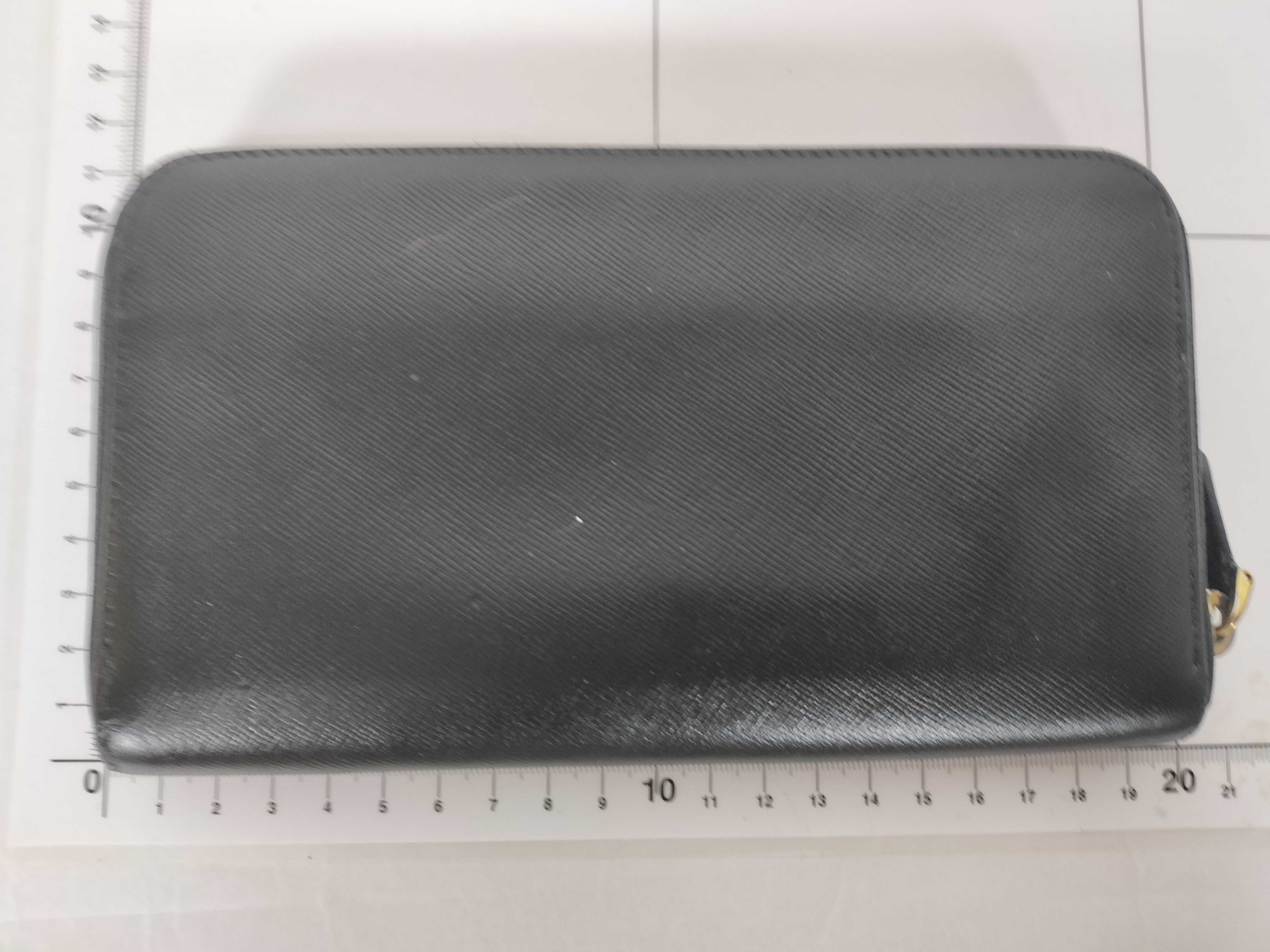 Round Zip Long Wallet, Black with Gold Hardware — view 2