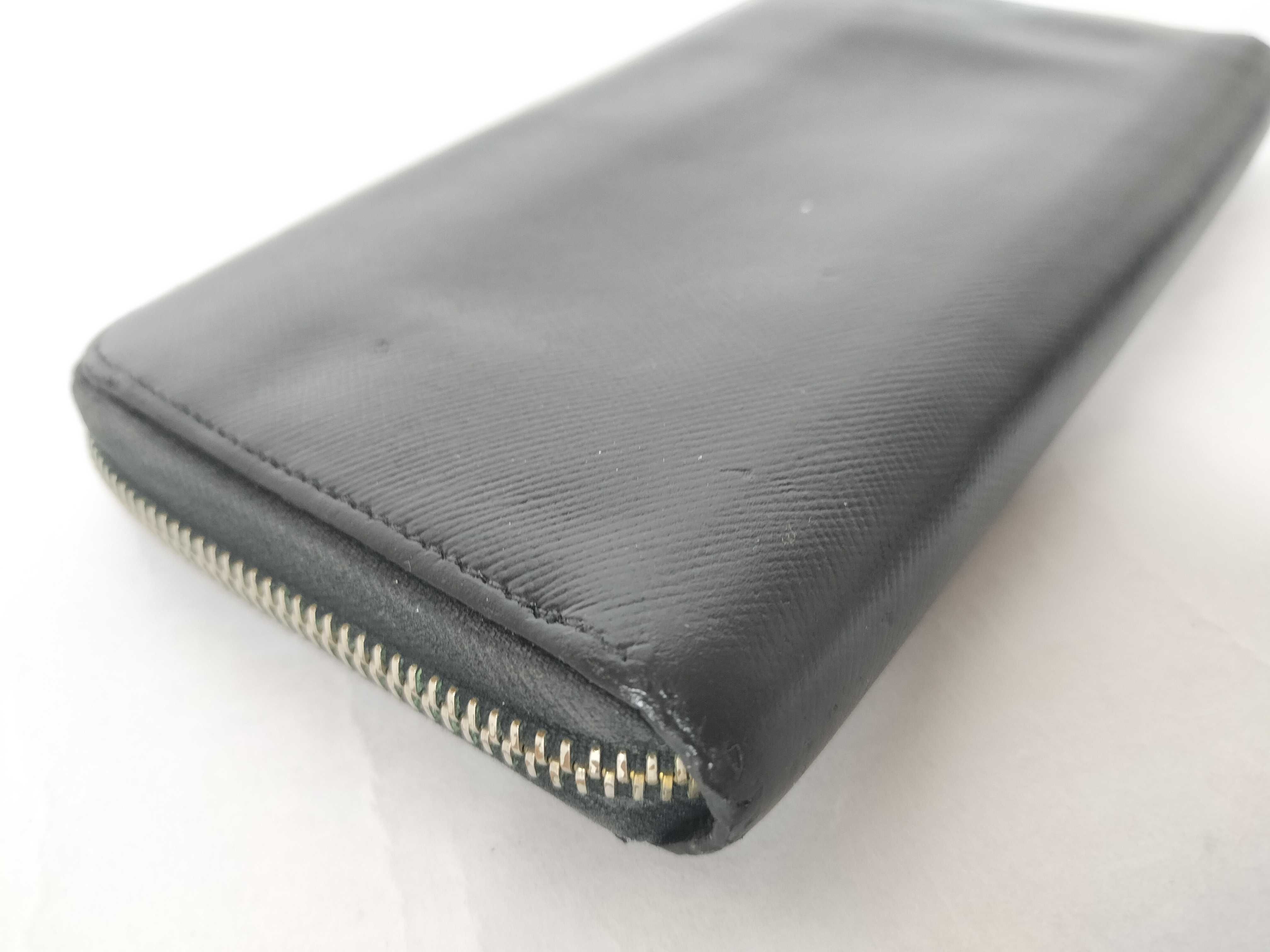 Round Zip Long Wallet, Black with Gold Hardware — view 3