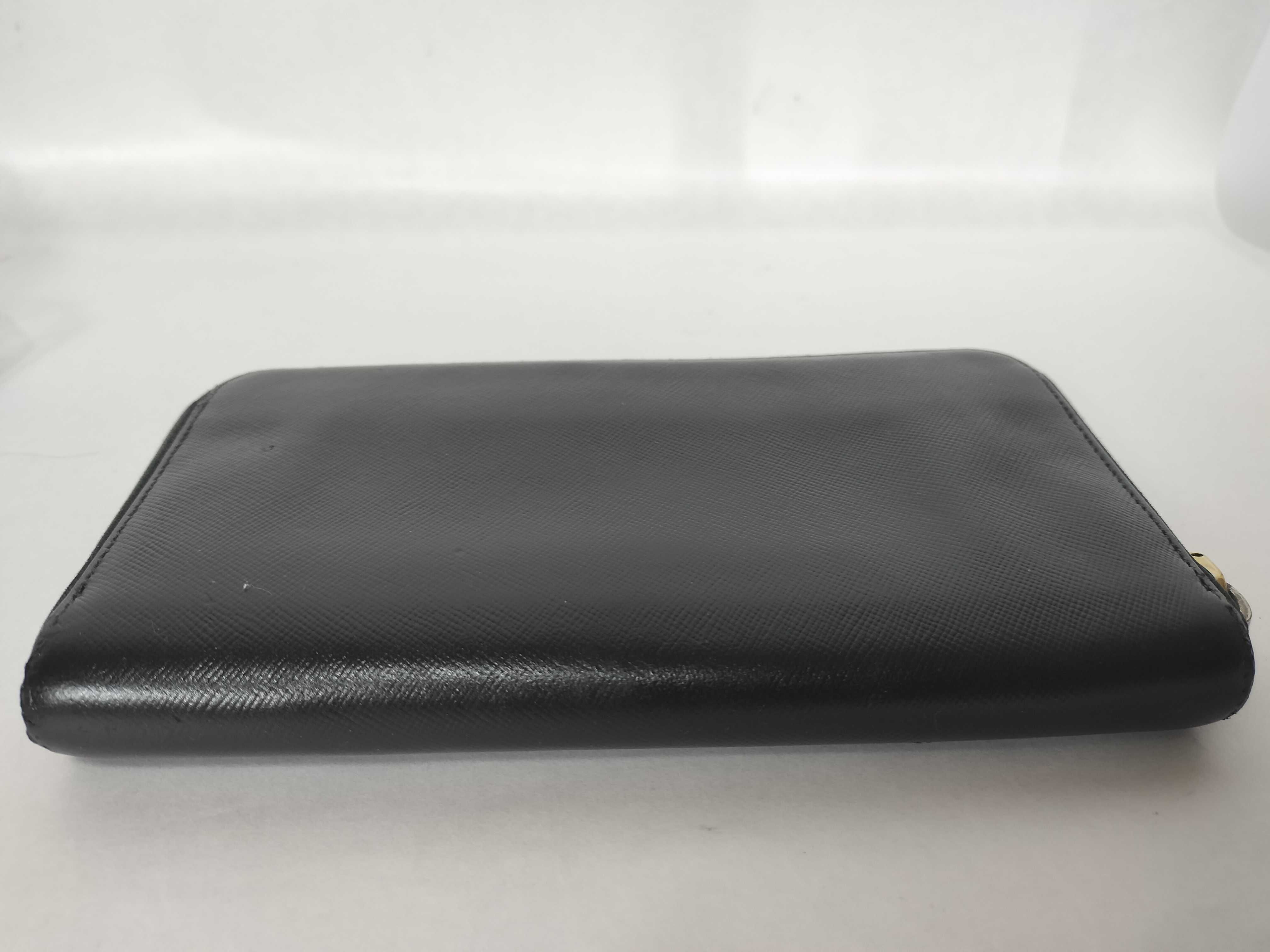 Round Zip Long Wallet, Black with Gold Hardware — view 4