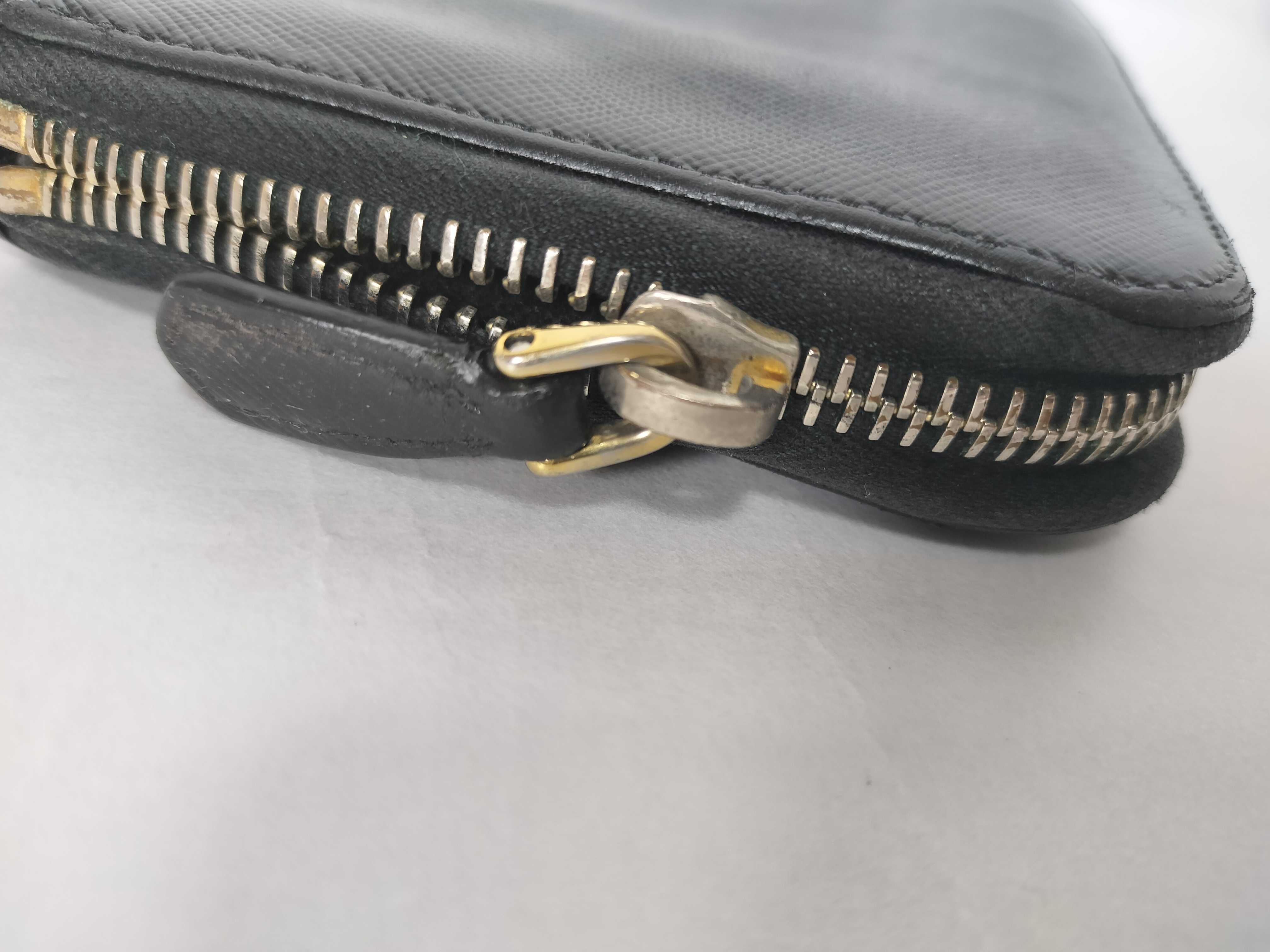 Round Zip Long Wallet, Black with Gold Hardware — view 10