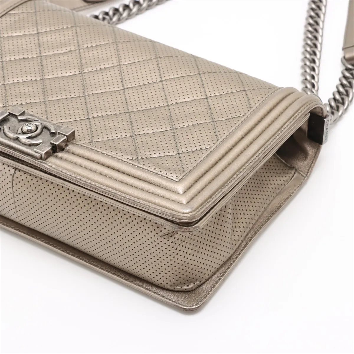 Boy Chanel 28 Large Lambskin Chain Shoulder Bag Gold Gunmetal Hardware 20442096 20th Series A92193 — view 3