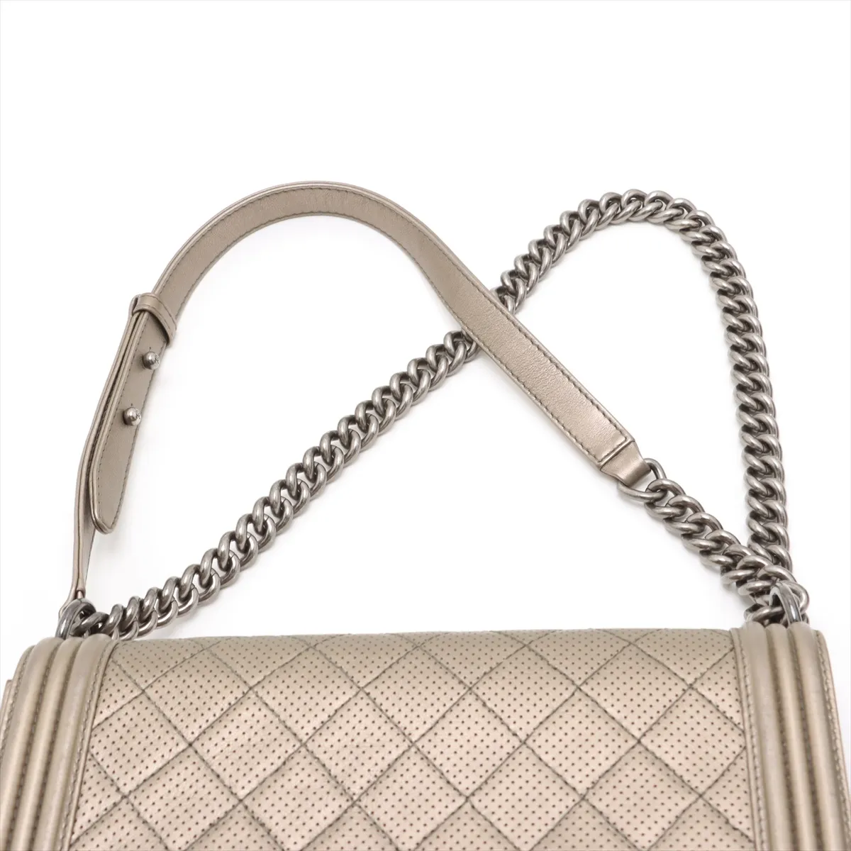 Boy Chanel 28 Large Lambskin Chain Shoulder Bag Gold Gunmetal Hardware 20442096 20th Series A92193 — view 6