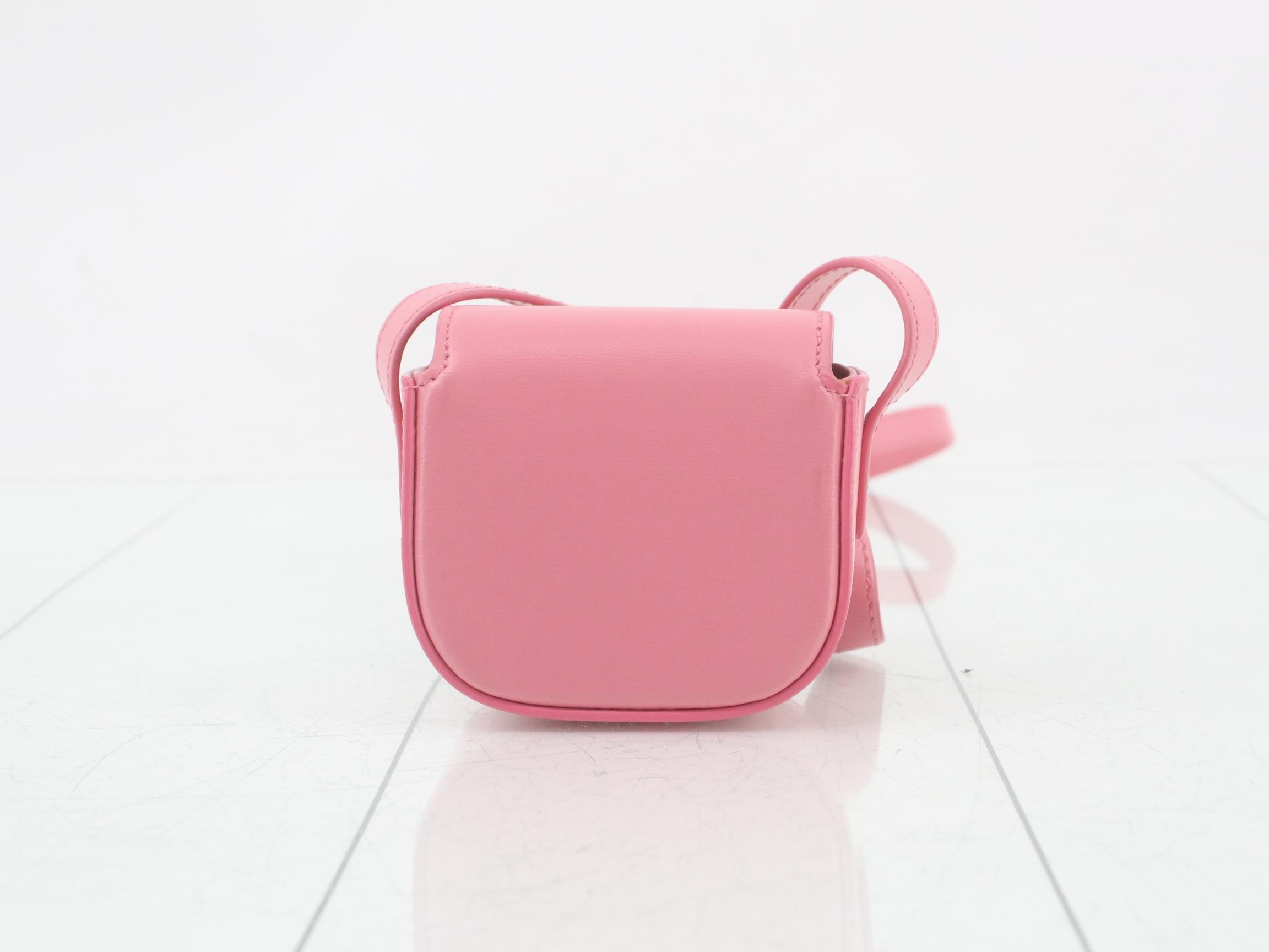 Mini Claude Leather Shoulder Pouch, Pink — view 2