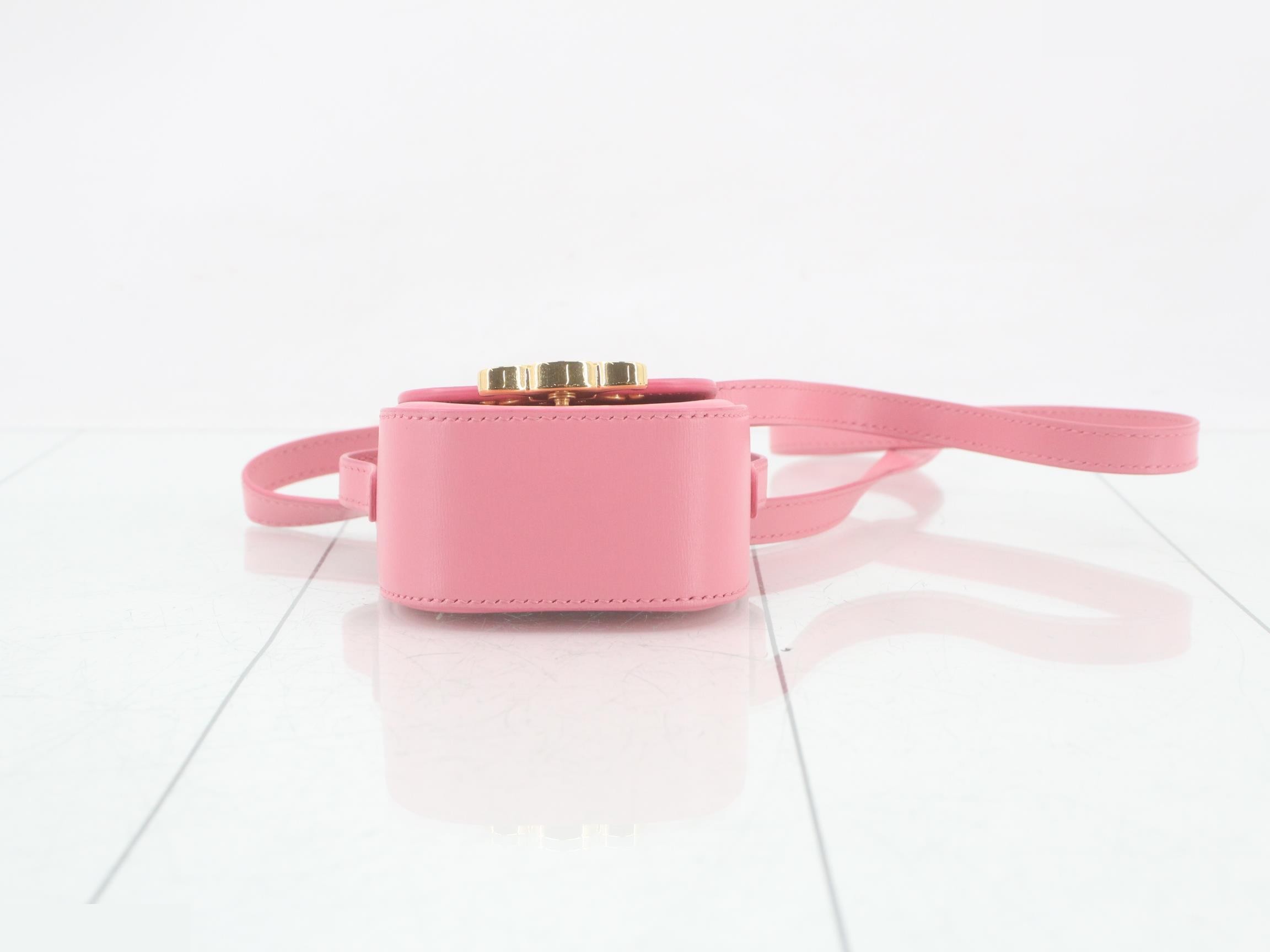 Mini Claude Leather Shoulder Pouch, Pink — view 3