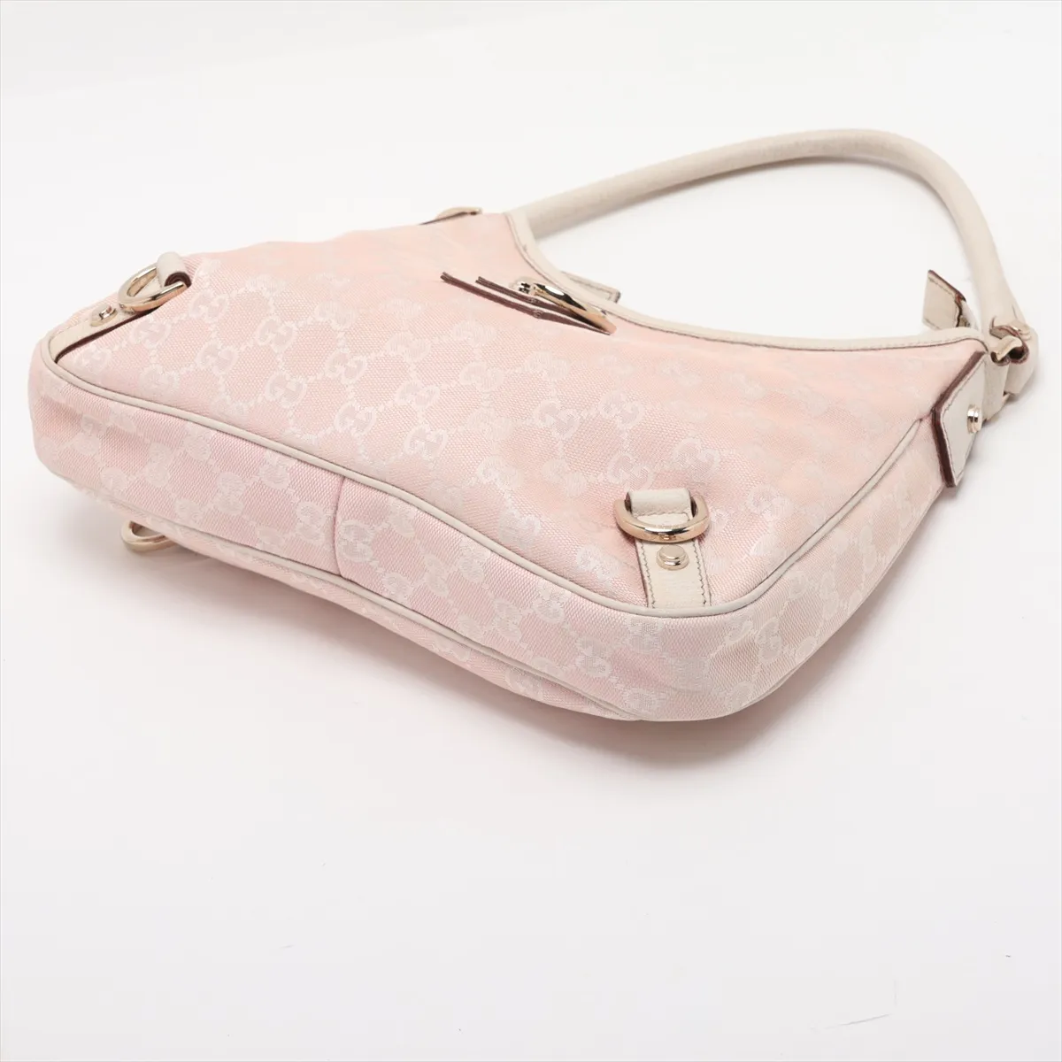 GG Canvas Shoulder Bag, Pink x White, 130738 — view 3