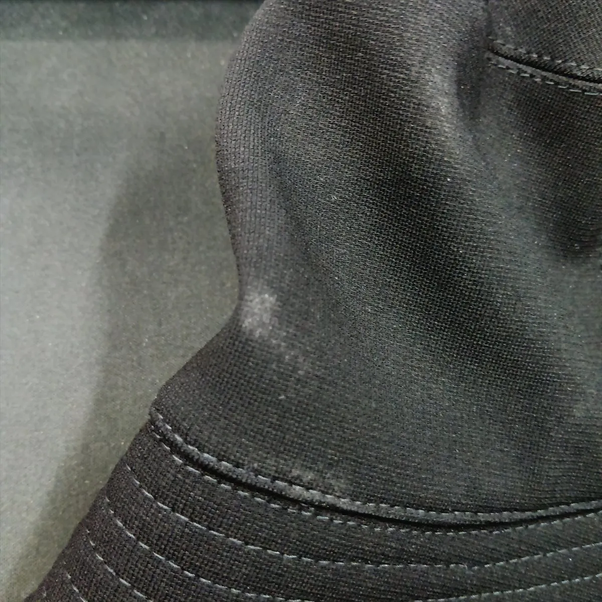 Calvi Milano Jersey Bucket Hat, Size 58, Rayon x Polyurethane, Black. Shows wear, — view 7