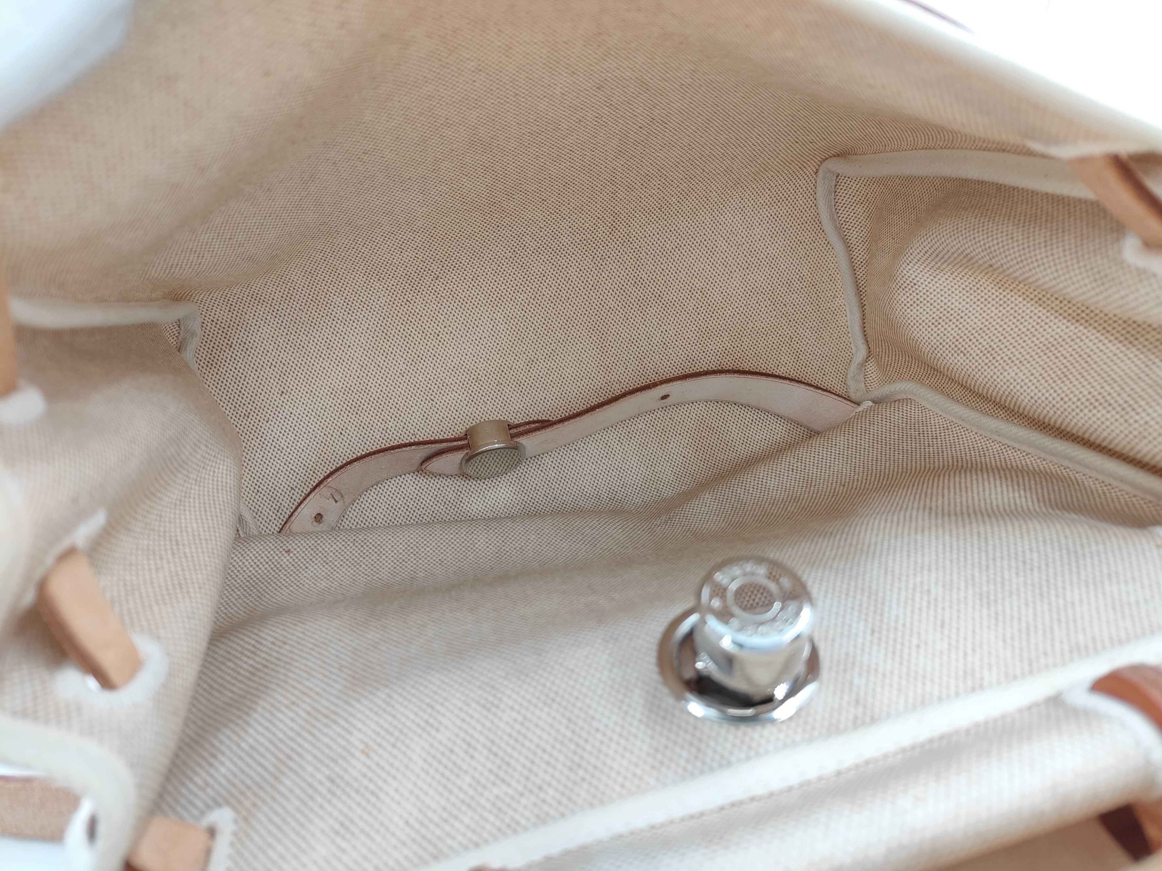 Herbag Ad PM Toile H x Vache Hunter Beige x Brown Silver Hardware C Shoulder Bag — view 12