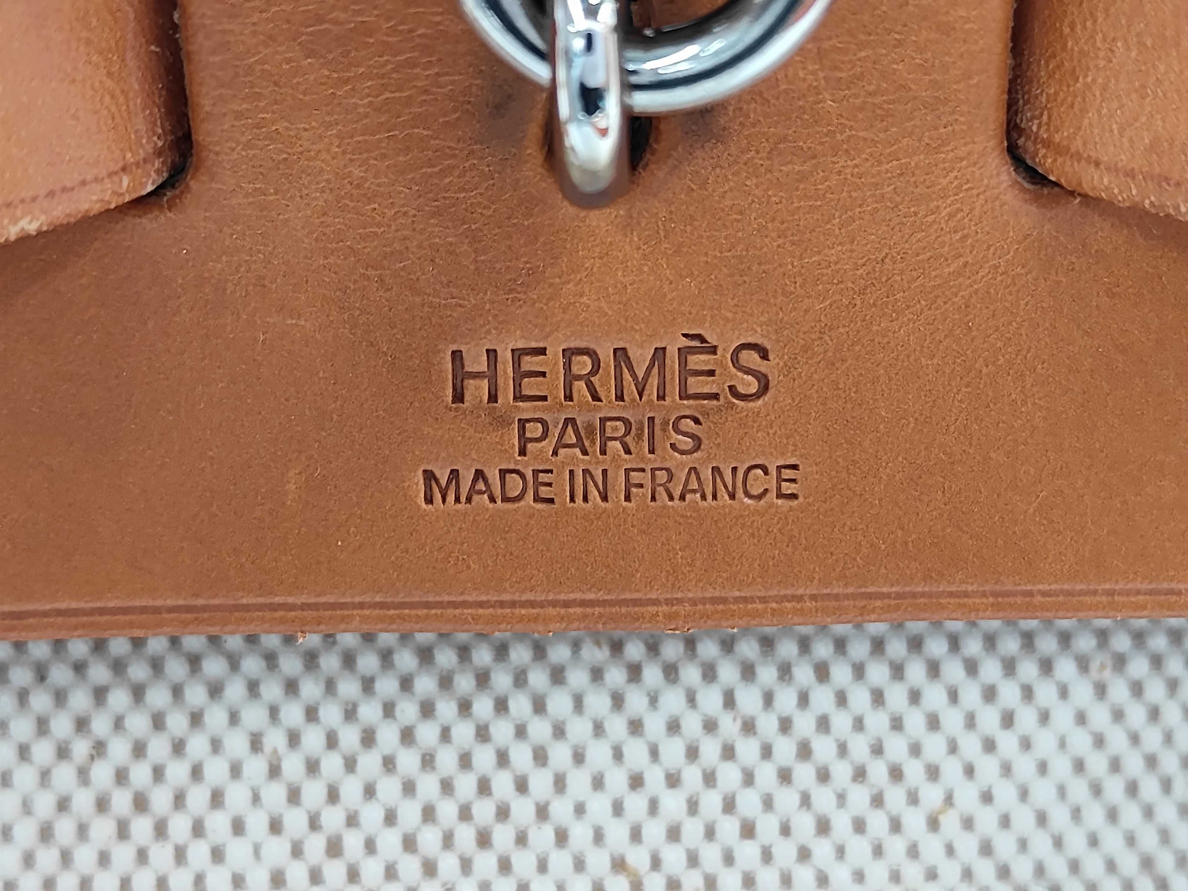 Herbag Ad PM Toile H x Vache Hunter Beige x Brown Silver Hardware C Shoulder Bag — view 10