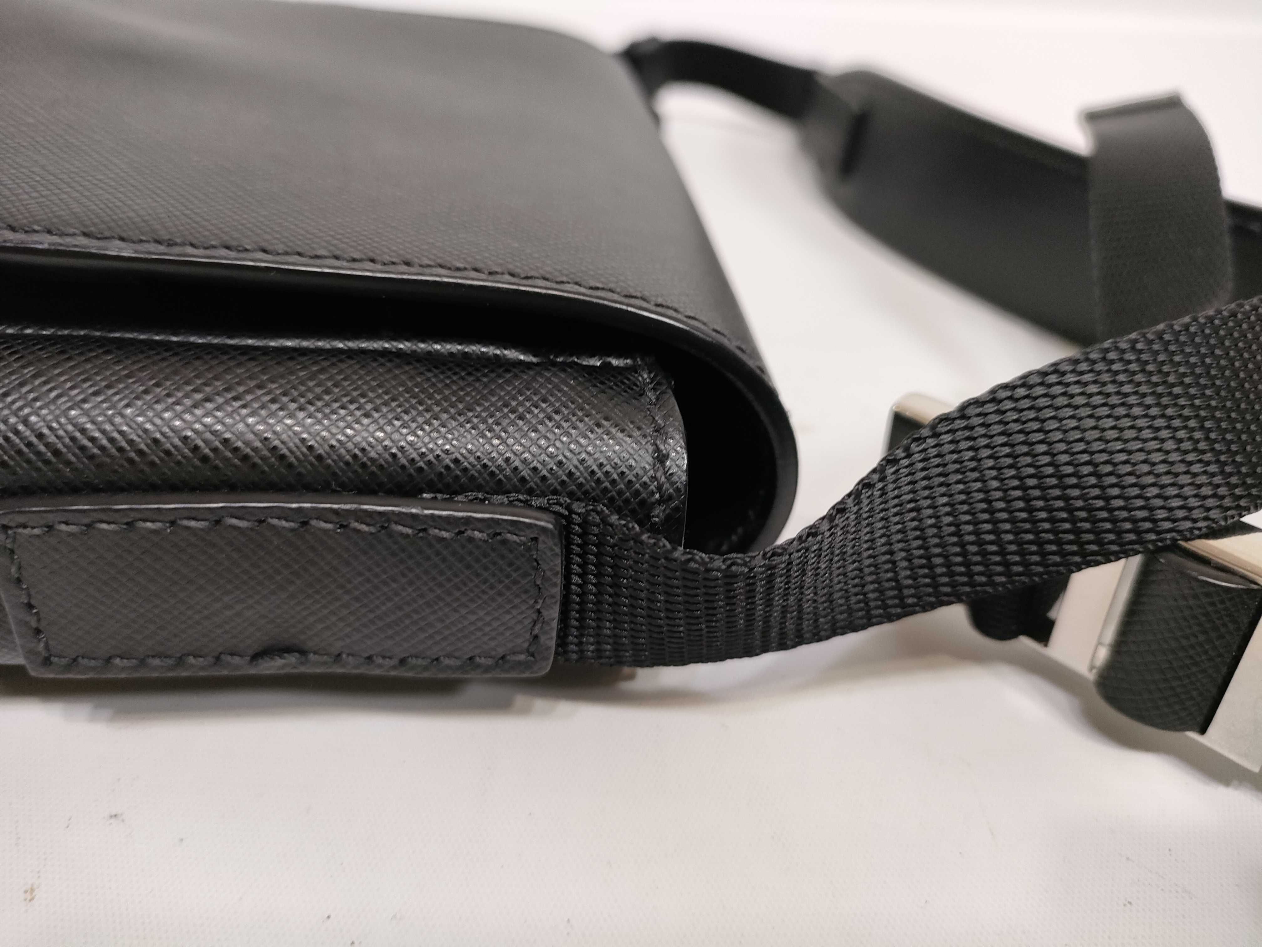 Saffiano Travel Triangle Logo Shoulder Bag 2VD019 Accessories: Guarantee Card Shoulder Bag — view 5