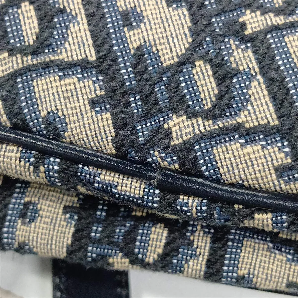 Oblique Saddle Bag Canvas x Leather Shoulder Bag Navy Lucky Star — view 15