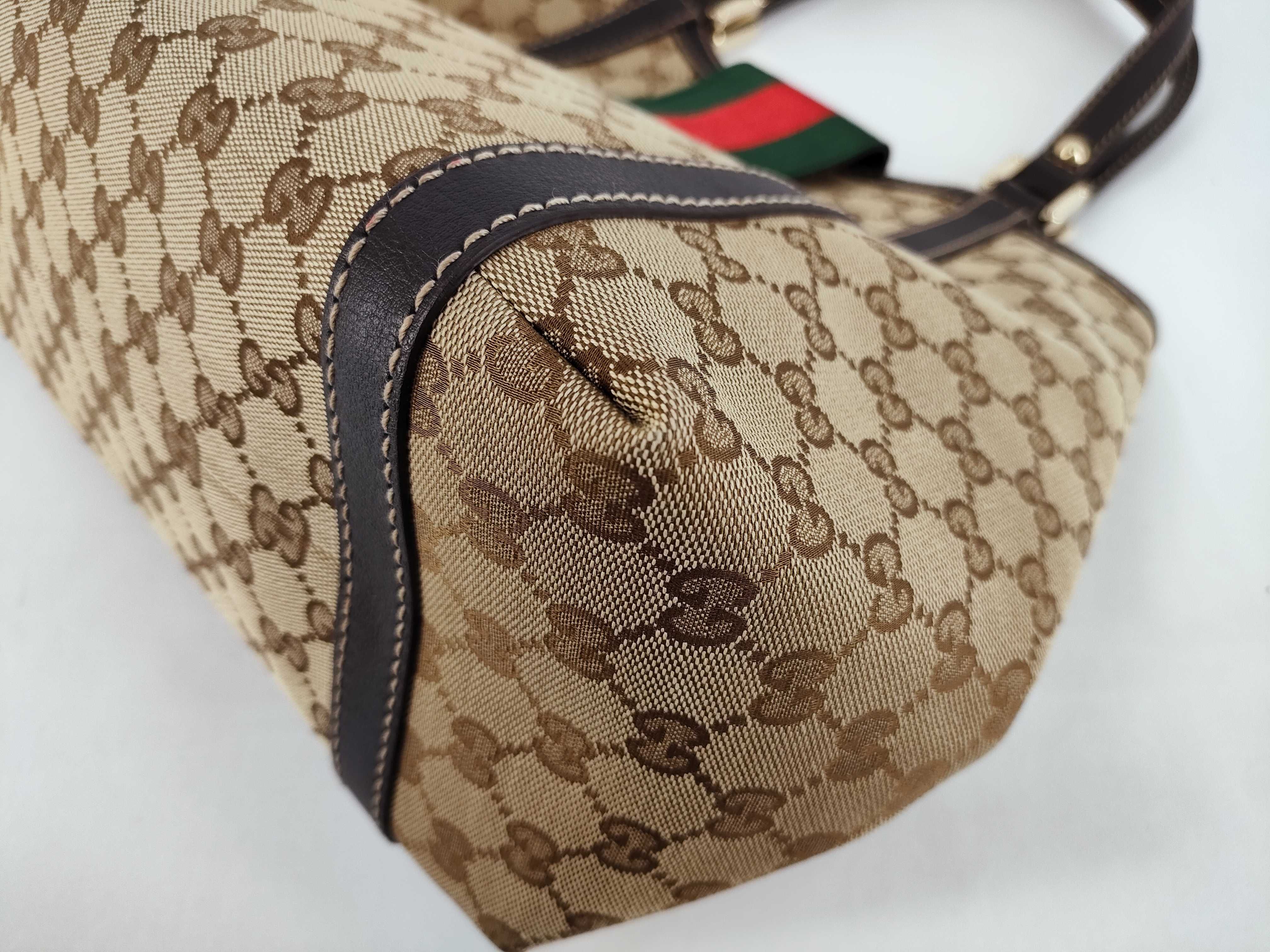 GG Canvas Sherry Brown Tote Bag with Gold Hardware — view 6