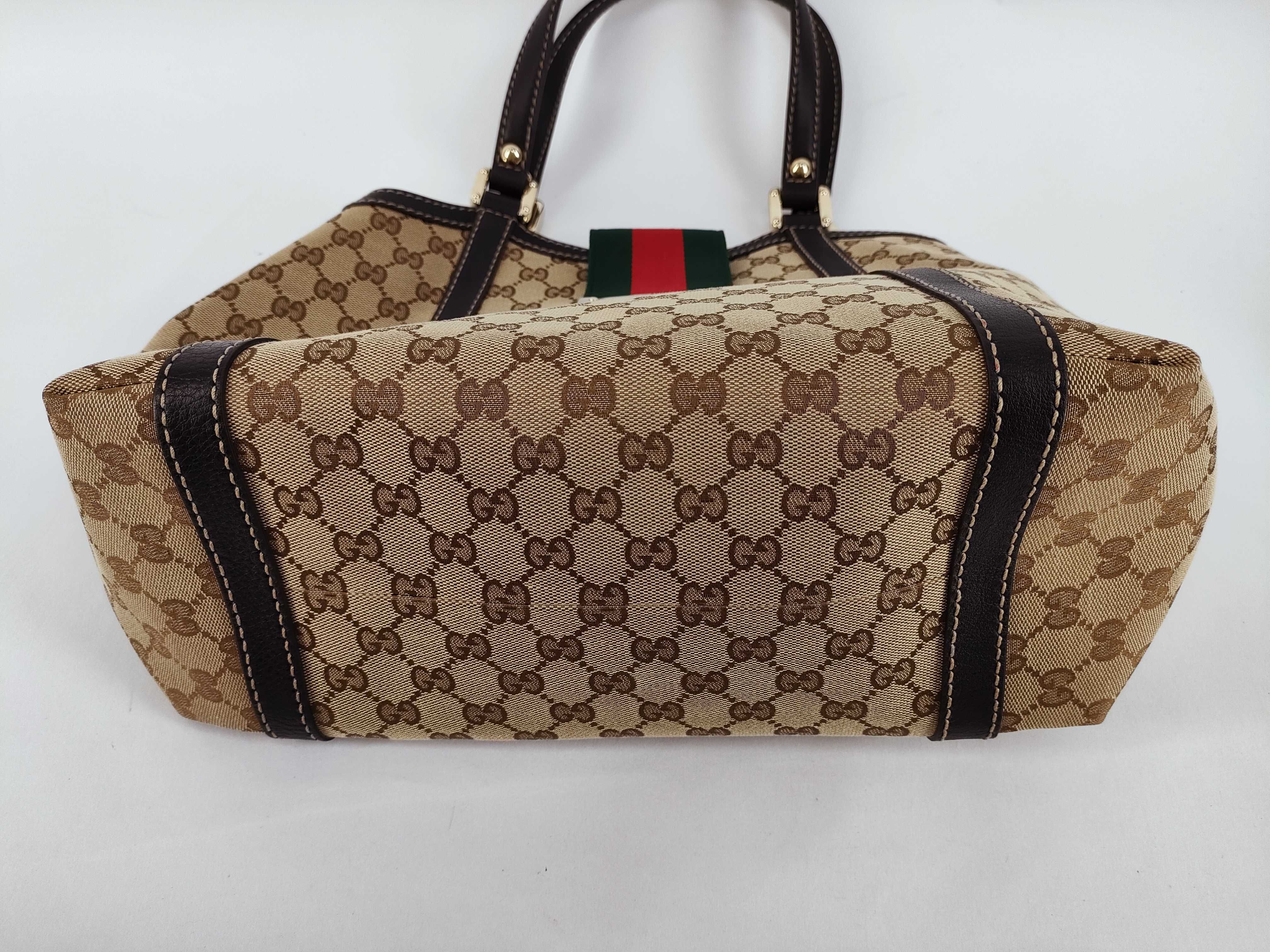 GG Canvas Sherry Brown Tote Bag with Gold Hardware — view 7