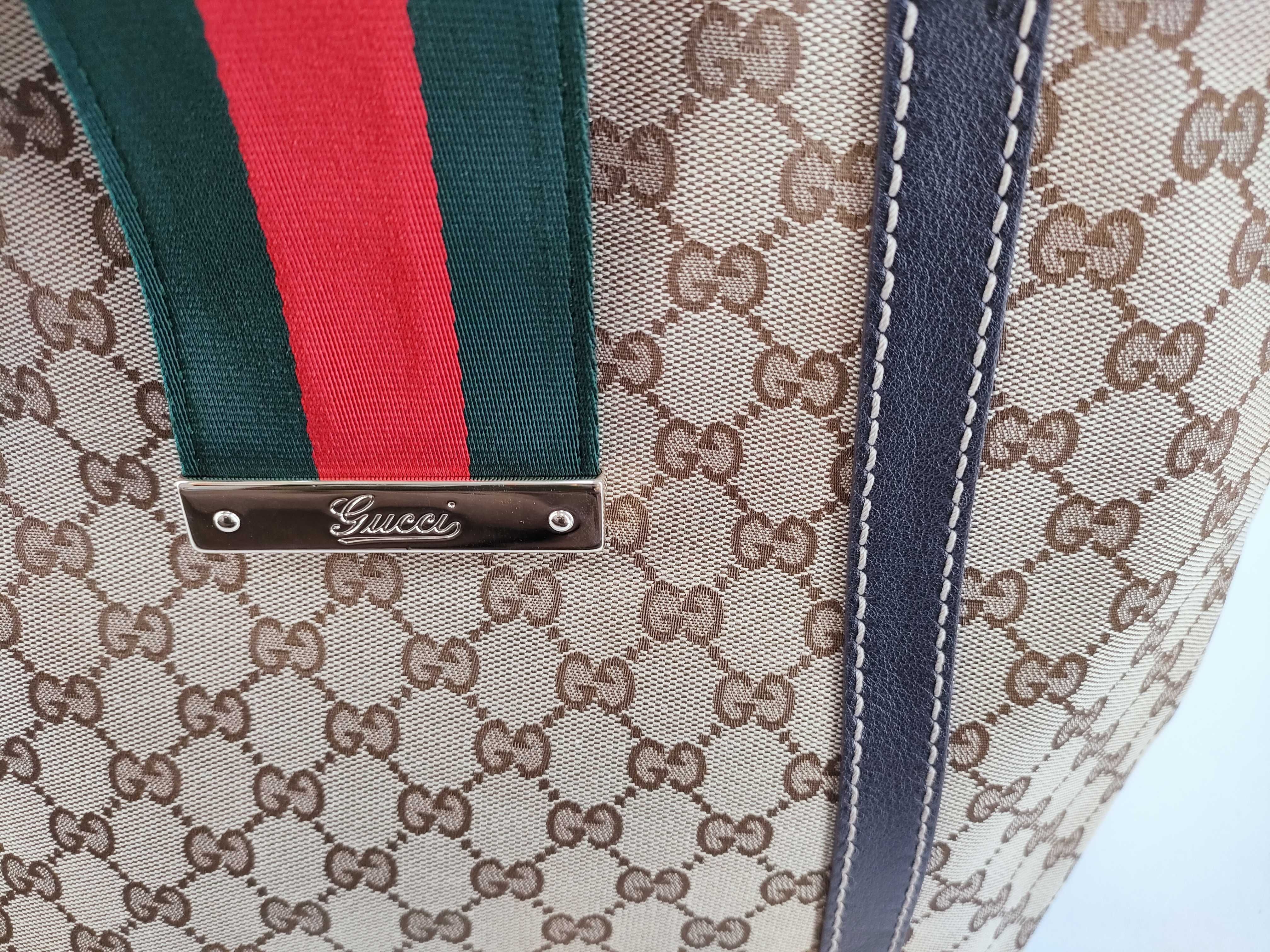 GG Canvas Sherry Brown Tote Bag with Gold Hardware — view 10
