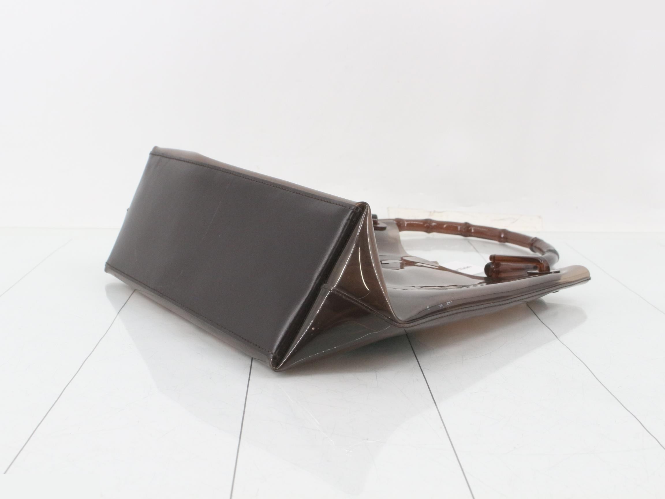 Bamboo Clear One-Shoulder Bag with Pouch (Brown Tone) — view 6