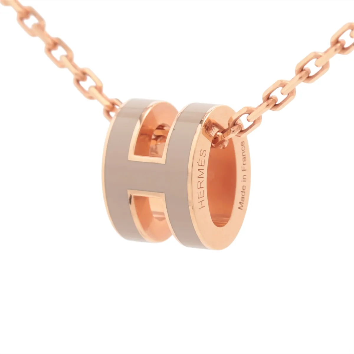 Mini Pop H GD1225 Necklace GP Gold x Beige, some wear and tarnishing.