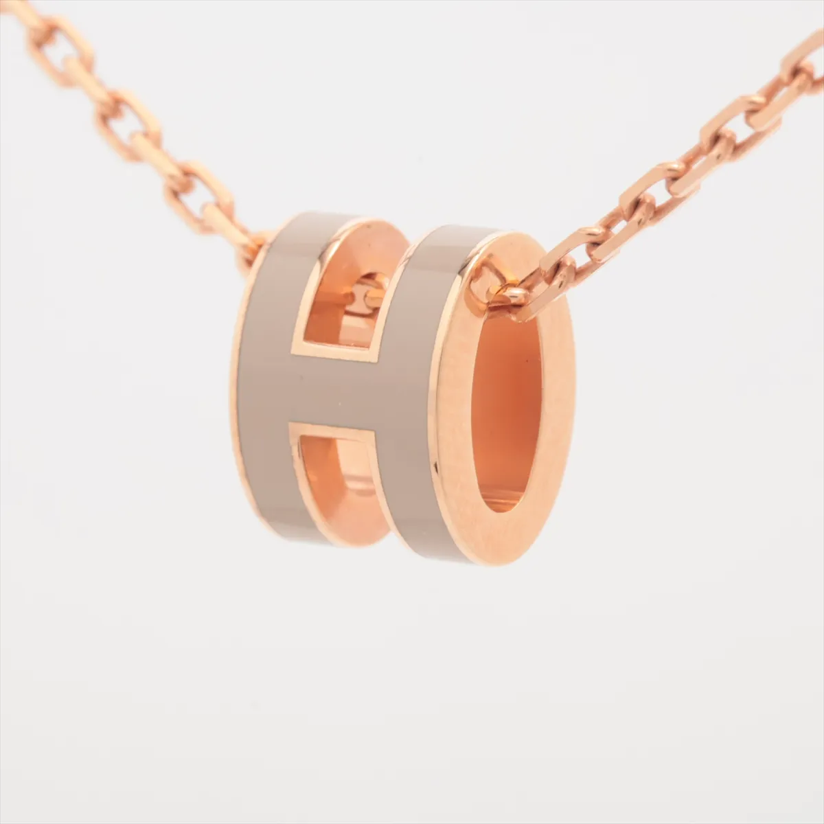 Mini Pop H GD1225 Necklace GP Gold x Beige, some wear and tarnishing. — view 2
