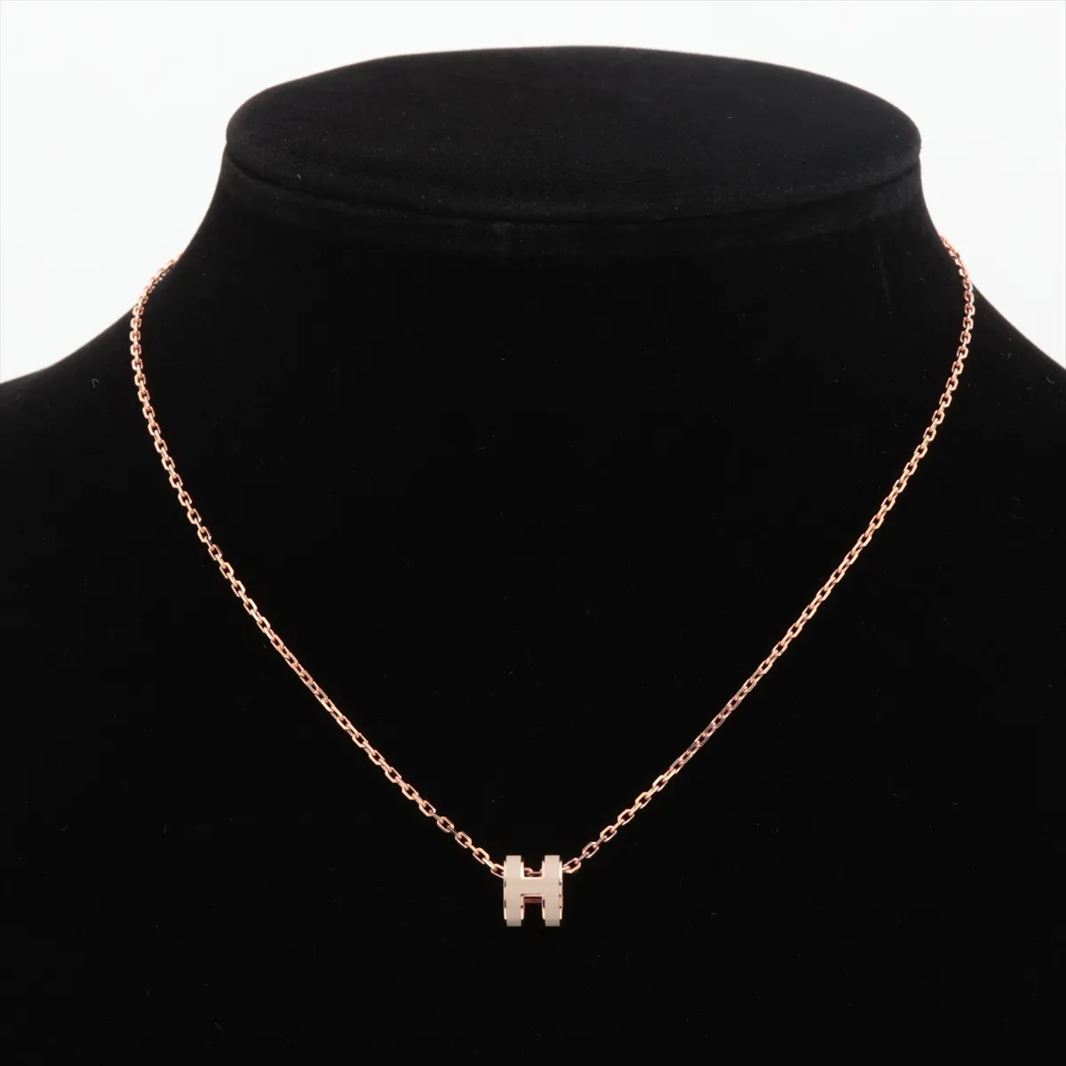 Mini Pop H GD1225 Necklace GP Gold x Beige, some wear and tarnishing. — view 5