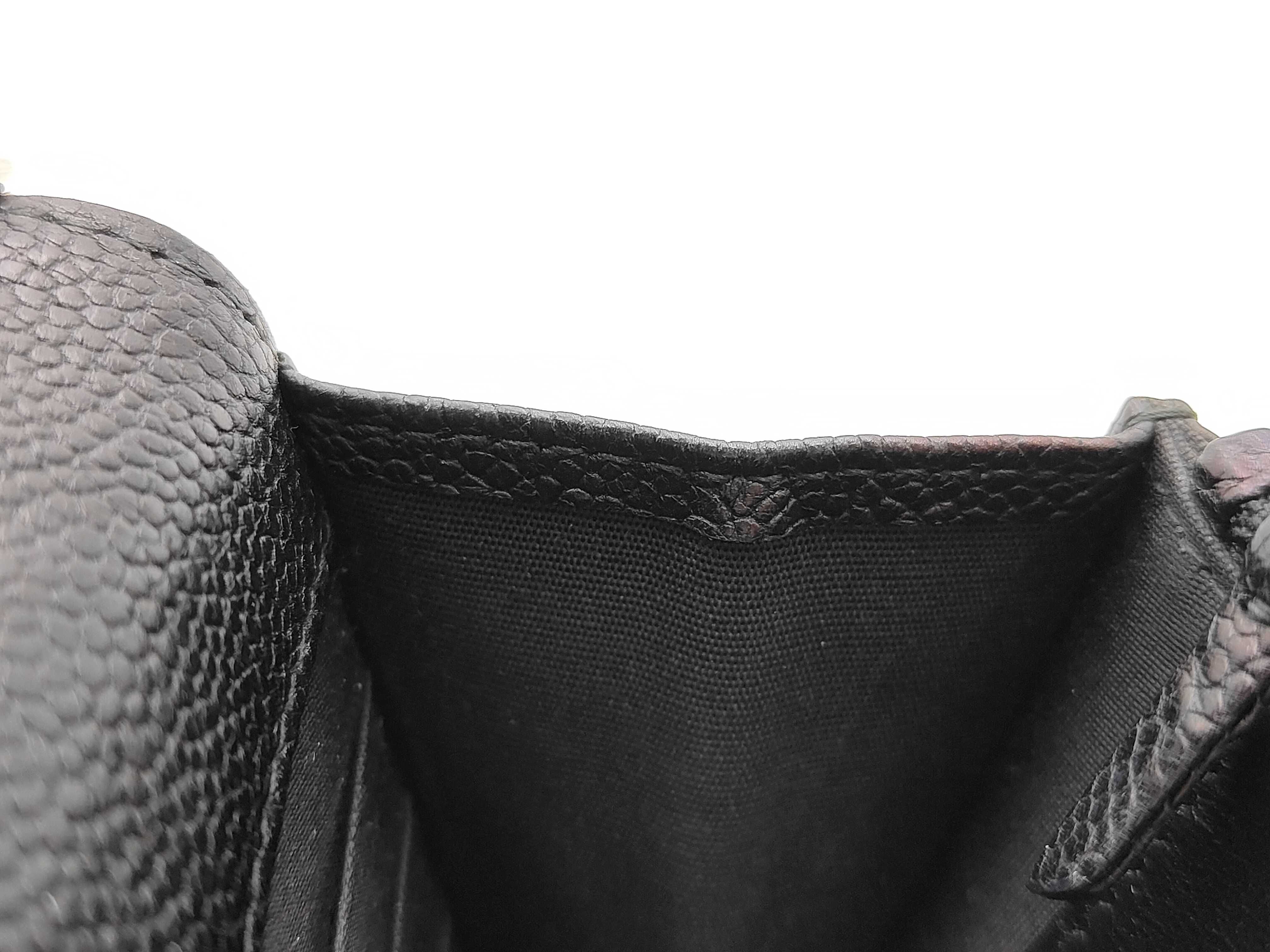 Black Caviar Skin V-Stitch Shoulder Bag, WOC, Approx. 19cm W, Serial Number , with Dust Bag and Seal, Silver Hardware, 24813421 — view 8